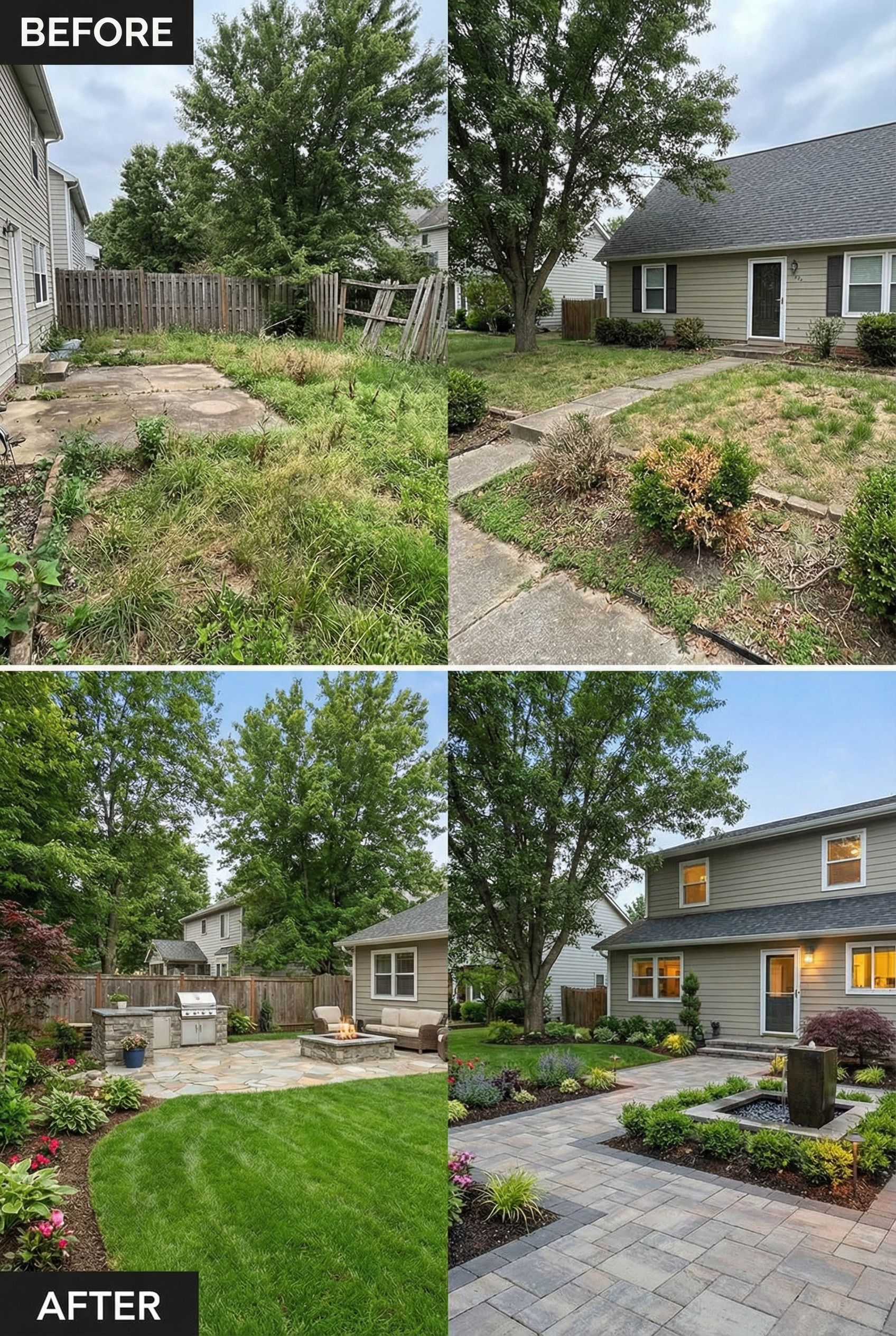 Boring Builder Grade Yard → Custom Mediterranean Landscape