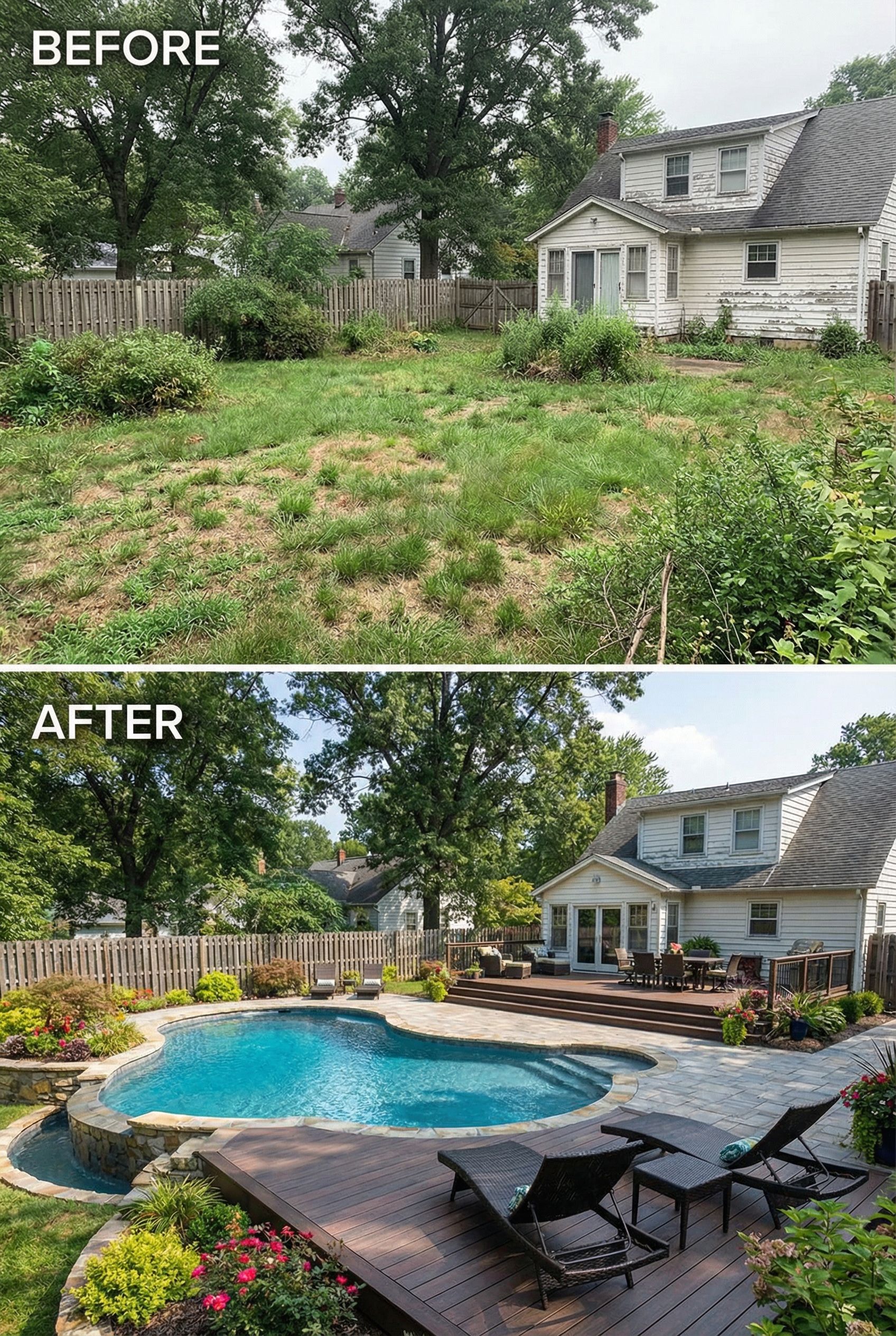Boring Flat Lawn → Raised Bed Vegetable and Herb Garden