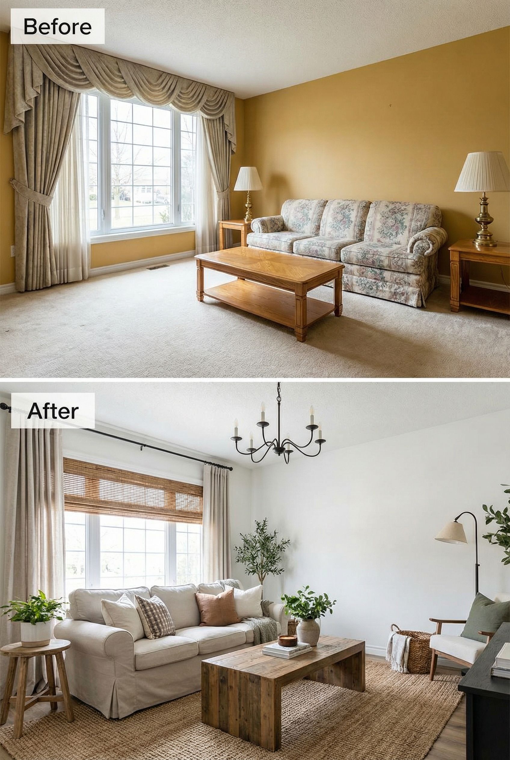 Bright Cozy Living Room Transformation Achieved for Under $3,000