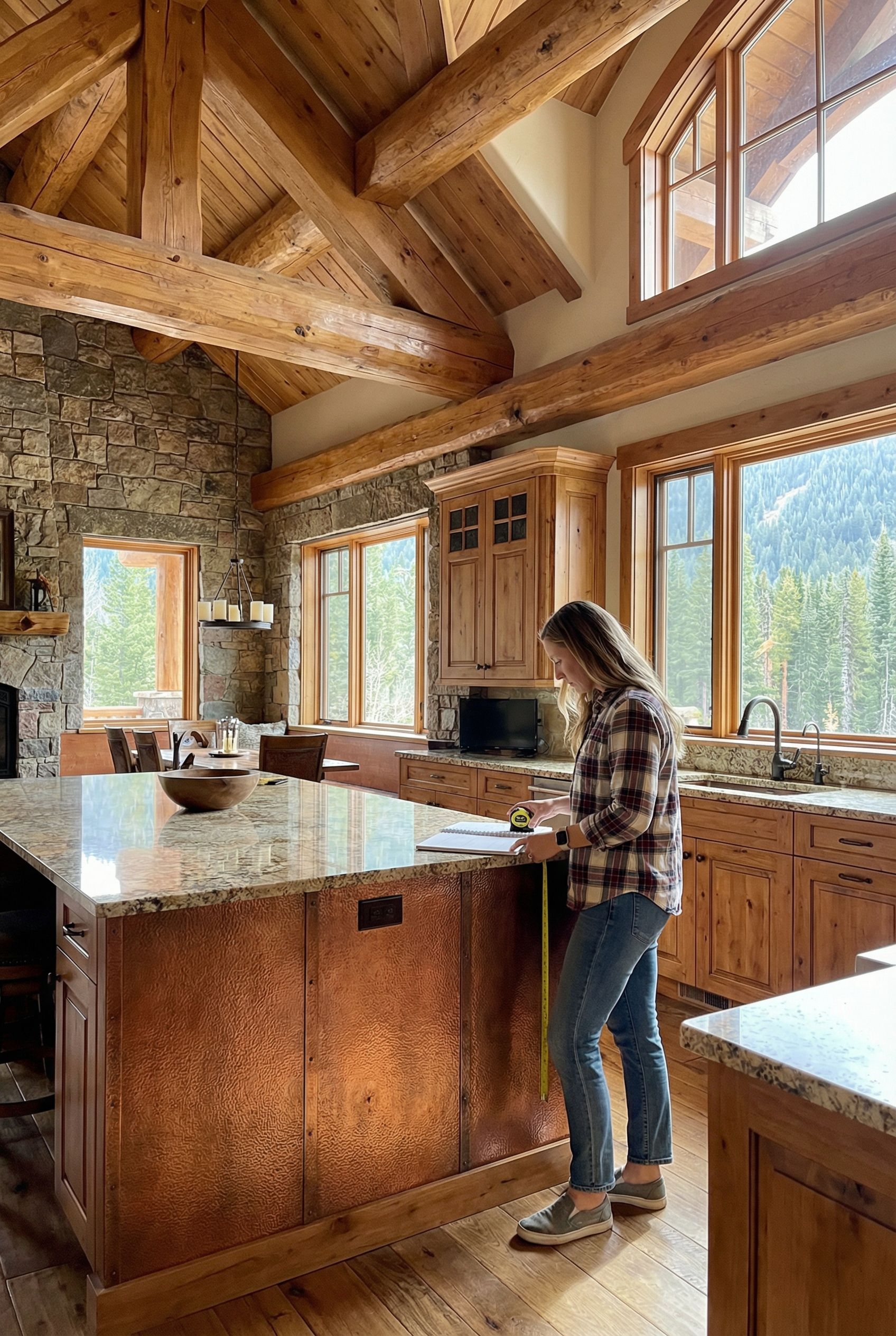 Chalet-Style Rustic Kitchen with Exposed Timber Beams