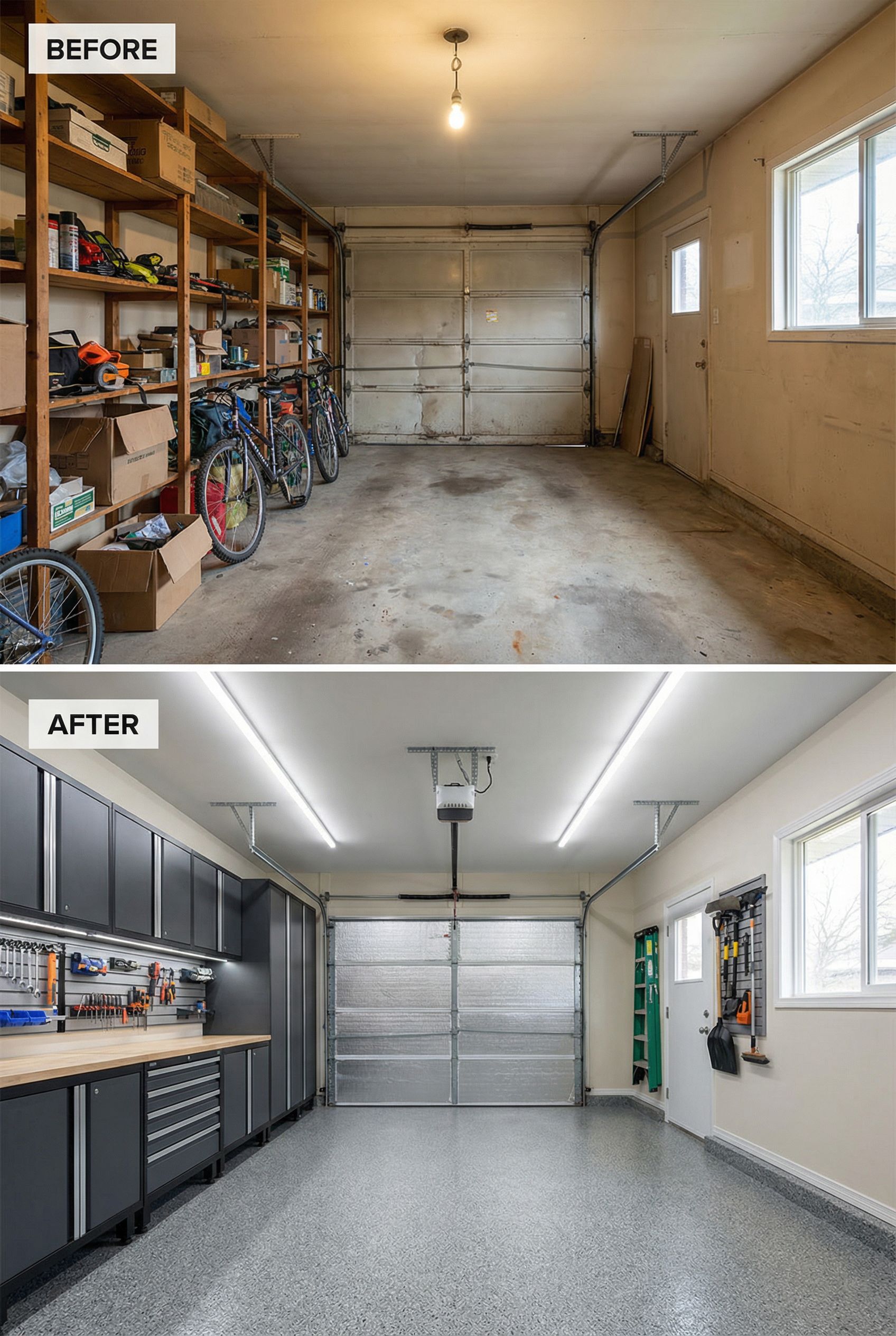 Chaotic Family Dump Zone → Streamlined Mudroom Entry Garage