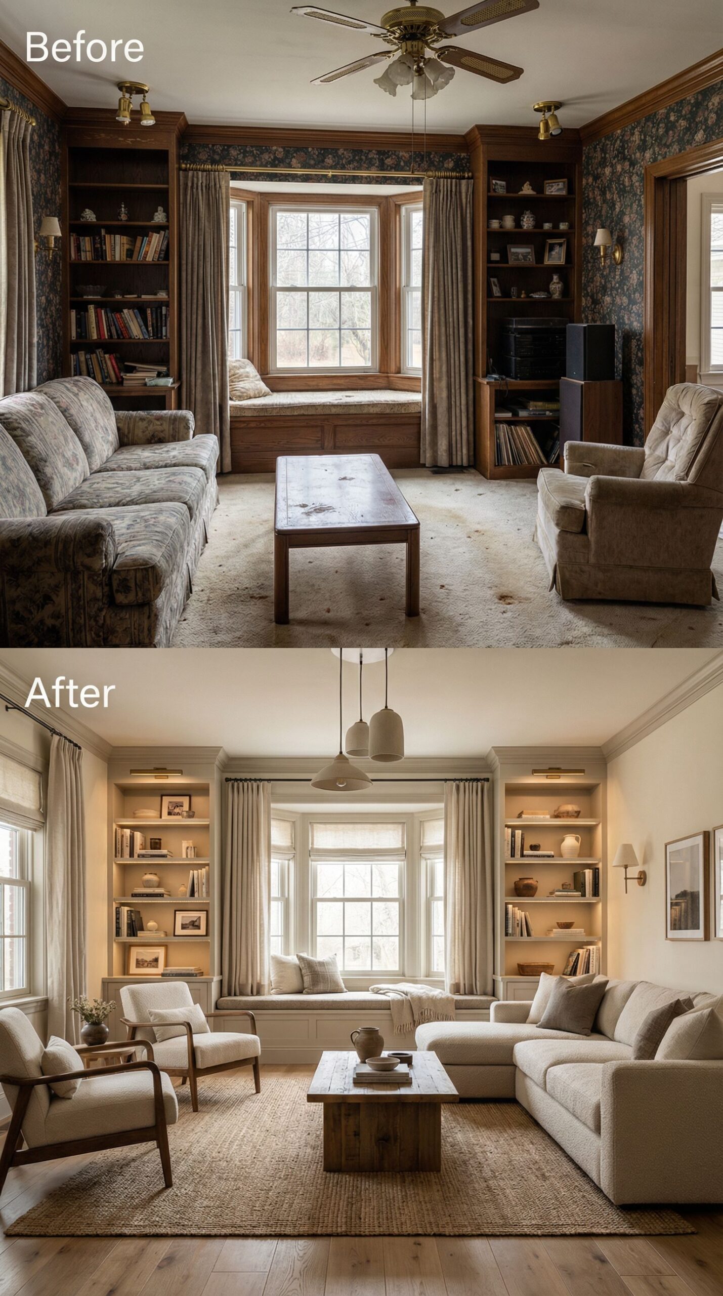 Cluttered Family Living Room → Streamlined Luxury Lounge