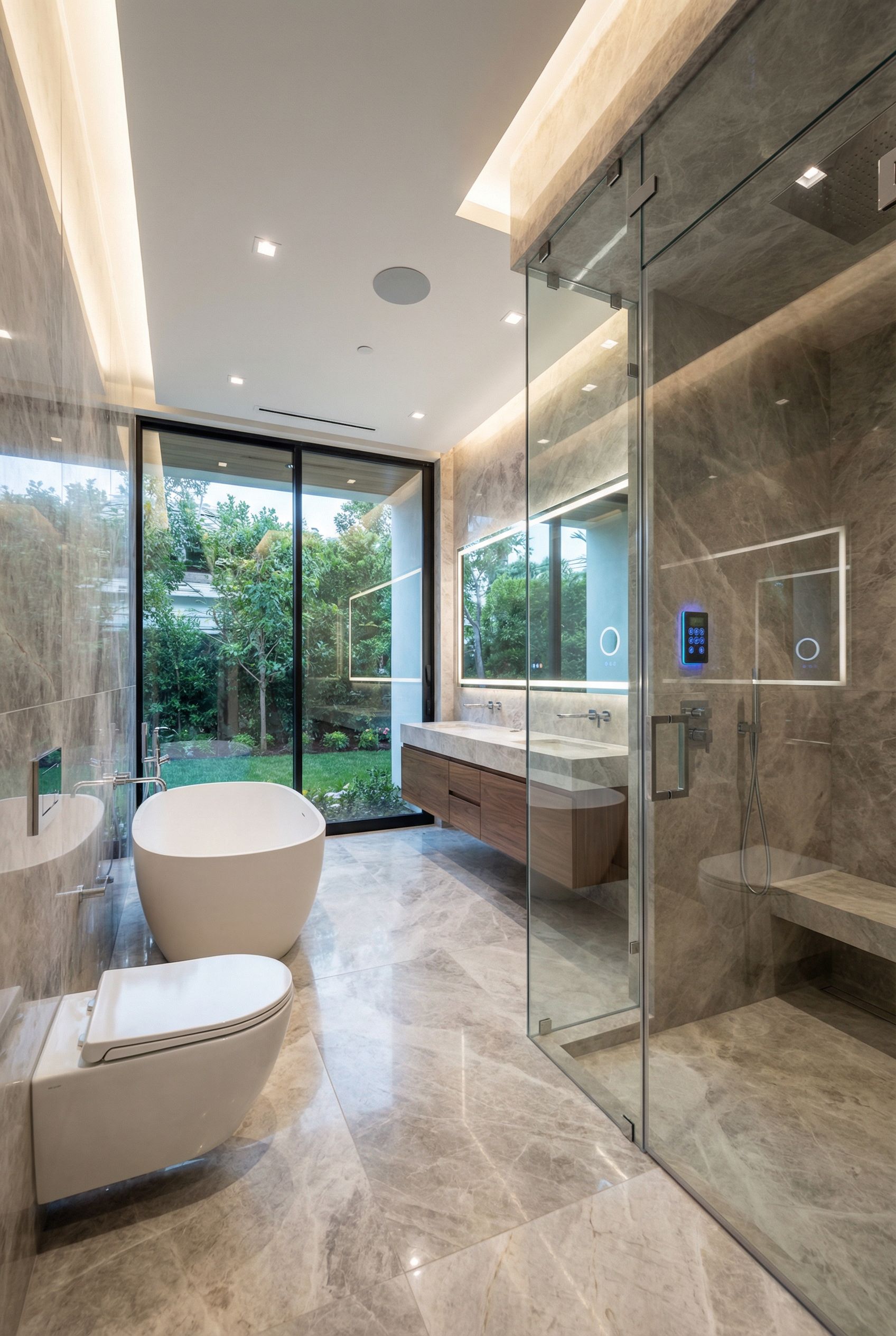 Contemporary Primary Bathroom with Smart Technology