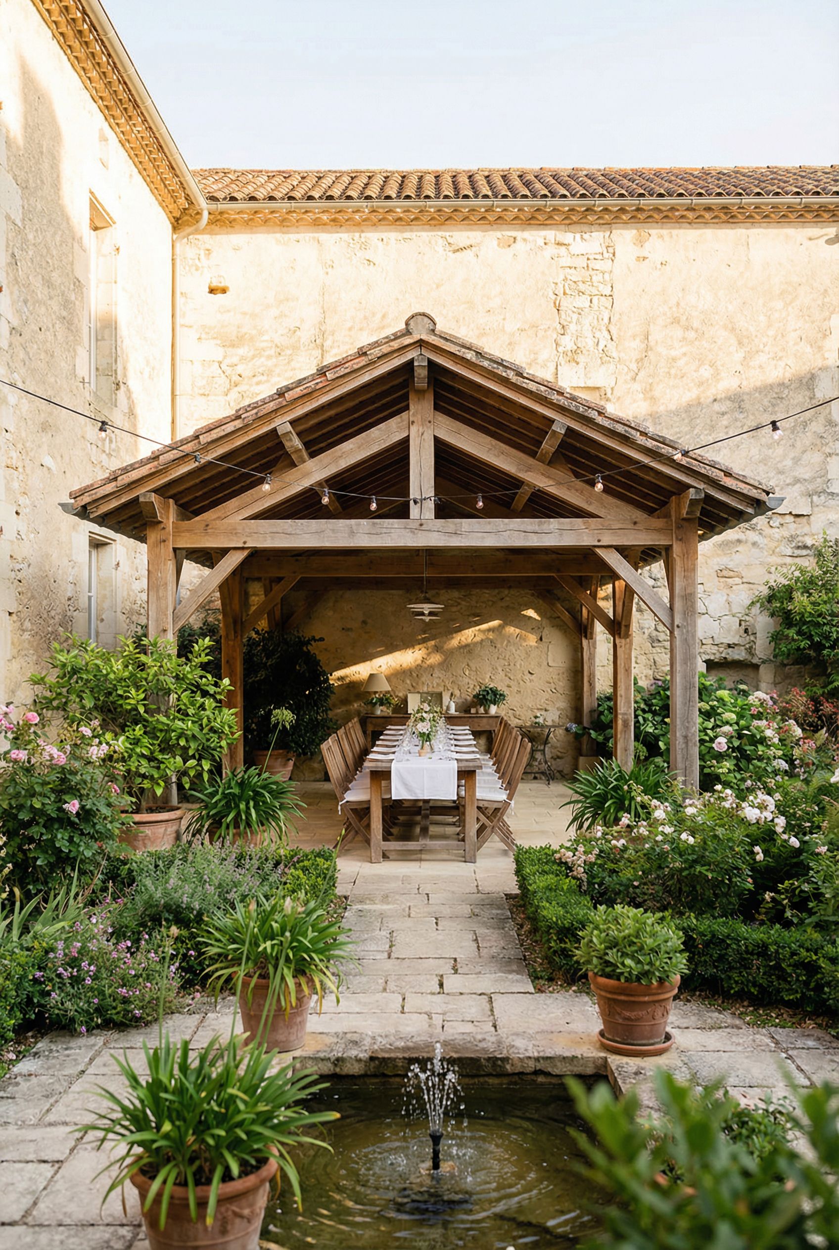 Courtyard Sanctuary with Outdoor Dining Pavilion