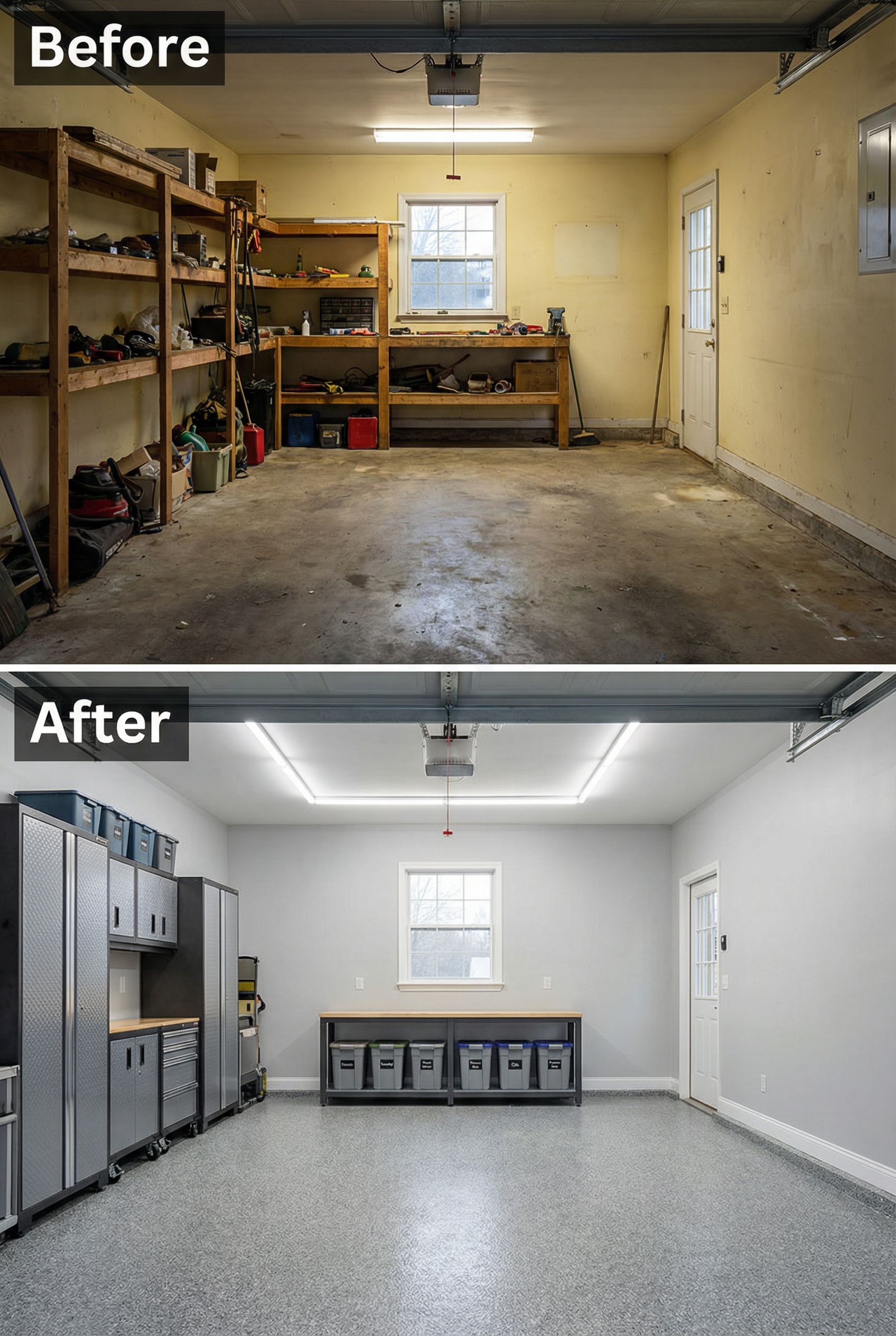 Cracked Concrete Garage → Luxury Car Display Gallery