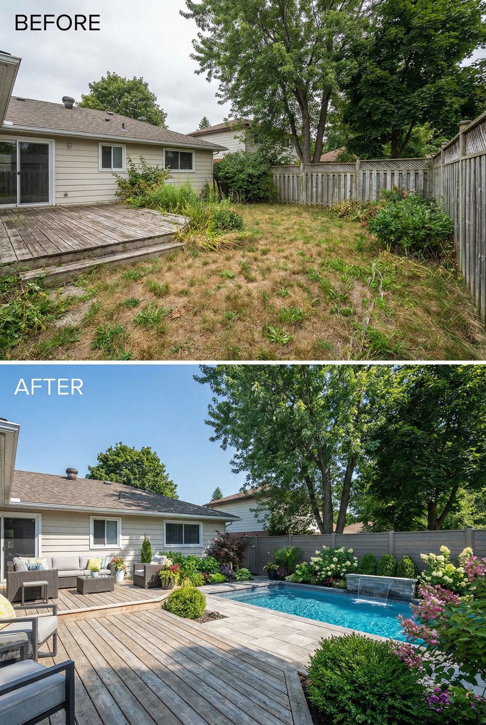 Dated 80s Deck → Modern Multi-Level Outdoor Space