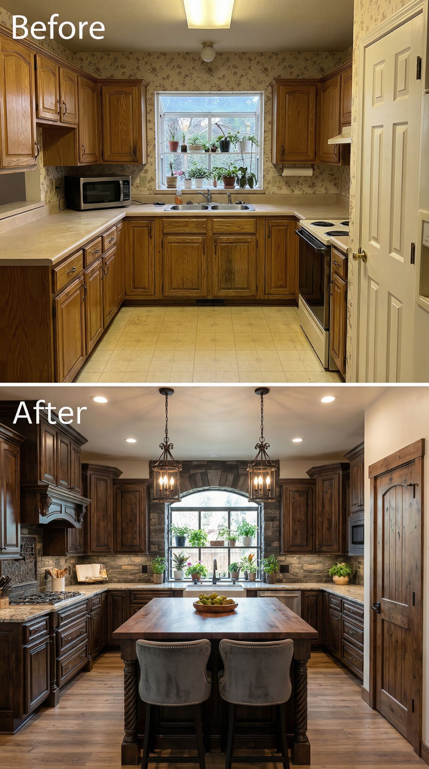 Dated Honey Oak Kitchen → Bold Navy Shaker Style