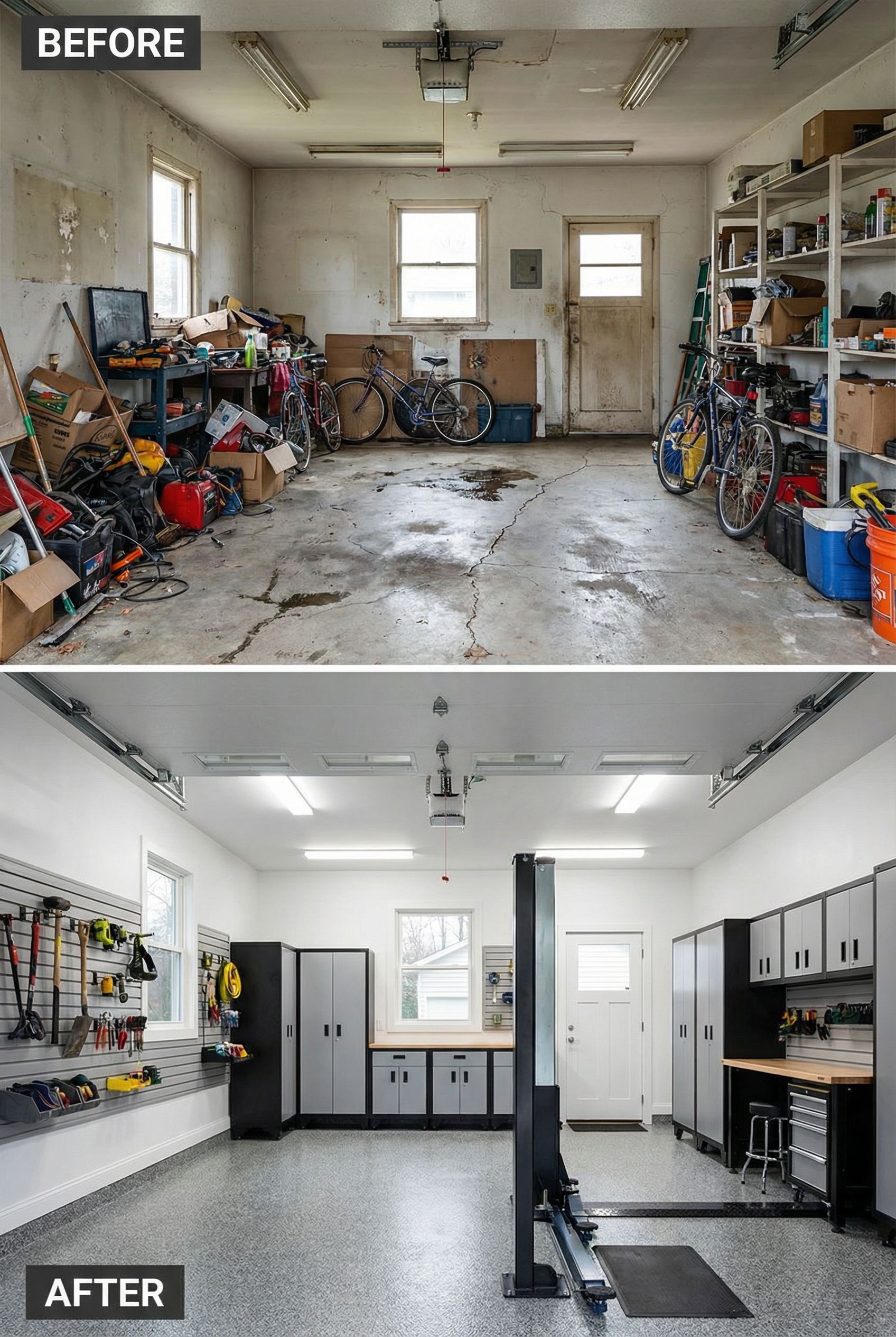 Dated Particle Board Cabinets → Modern Matte Black Storage