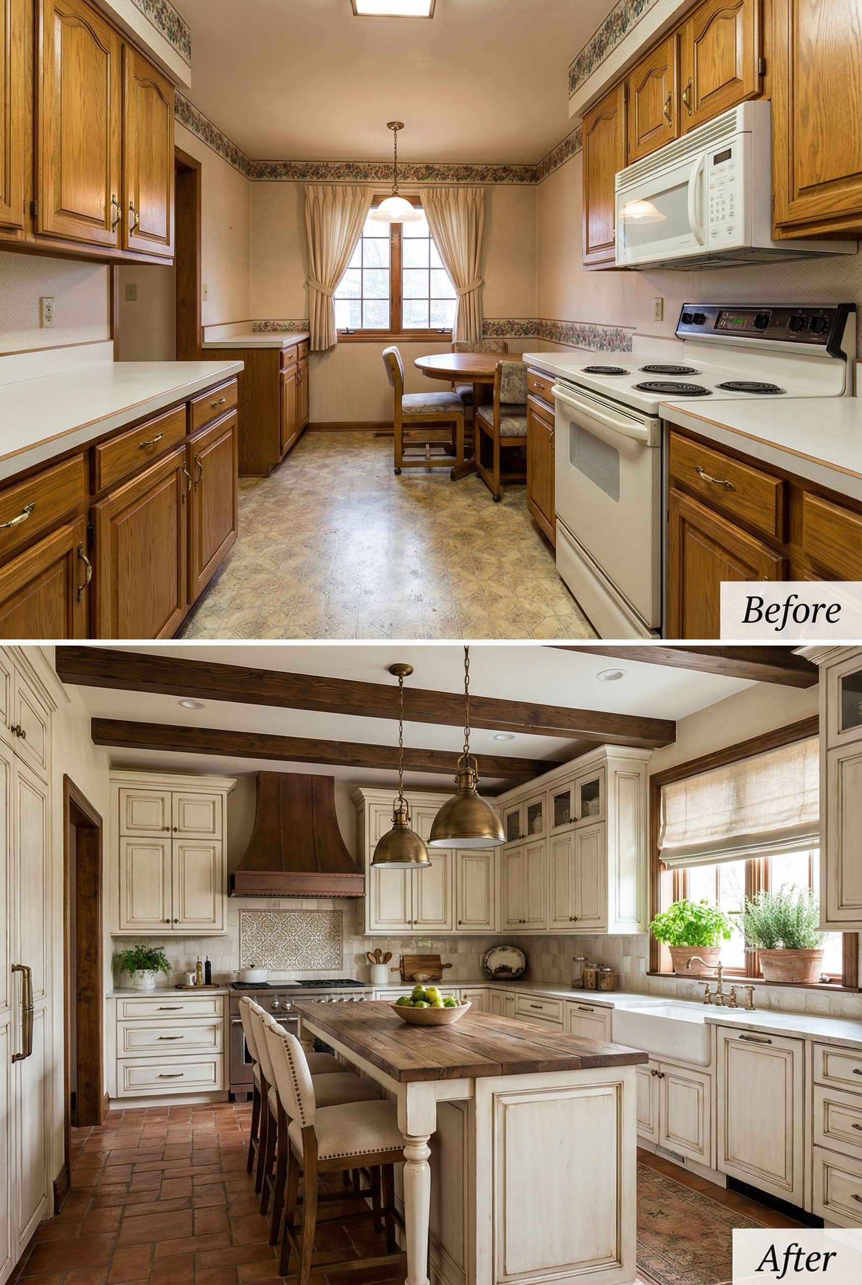 Dated Rooster-Themed Kitchen โ Refined French Farmhouse