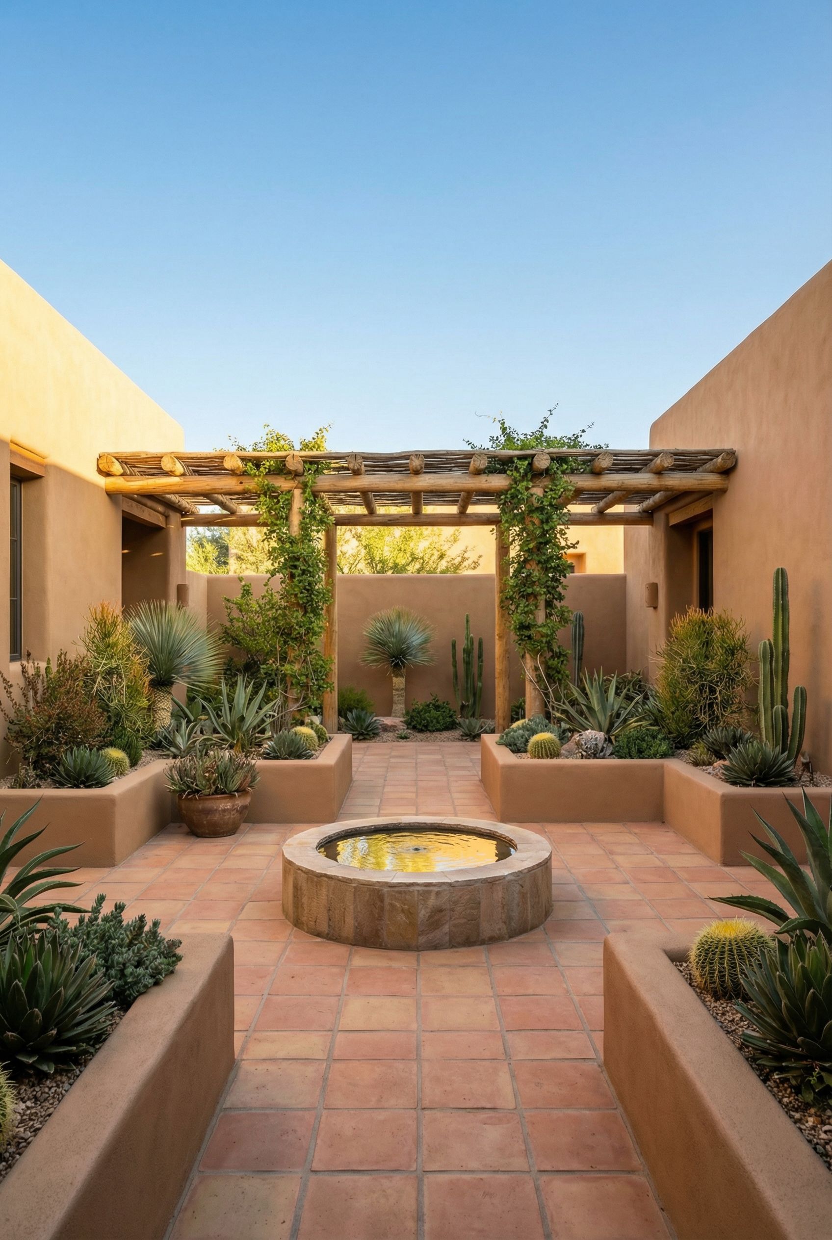 Desert Courtyard Oasis with Succulent Gardens