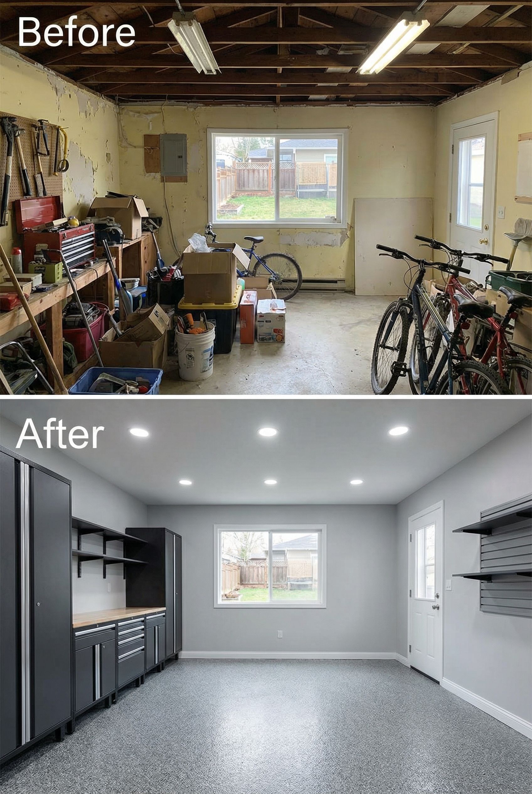 Dim 90s Workshop → Industrial Chic Man Cave Retreat