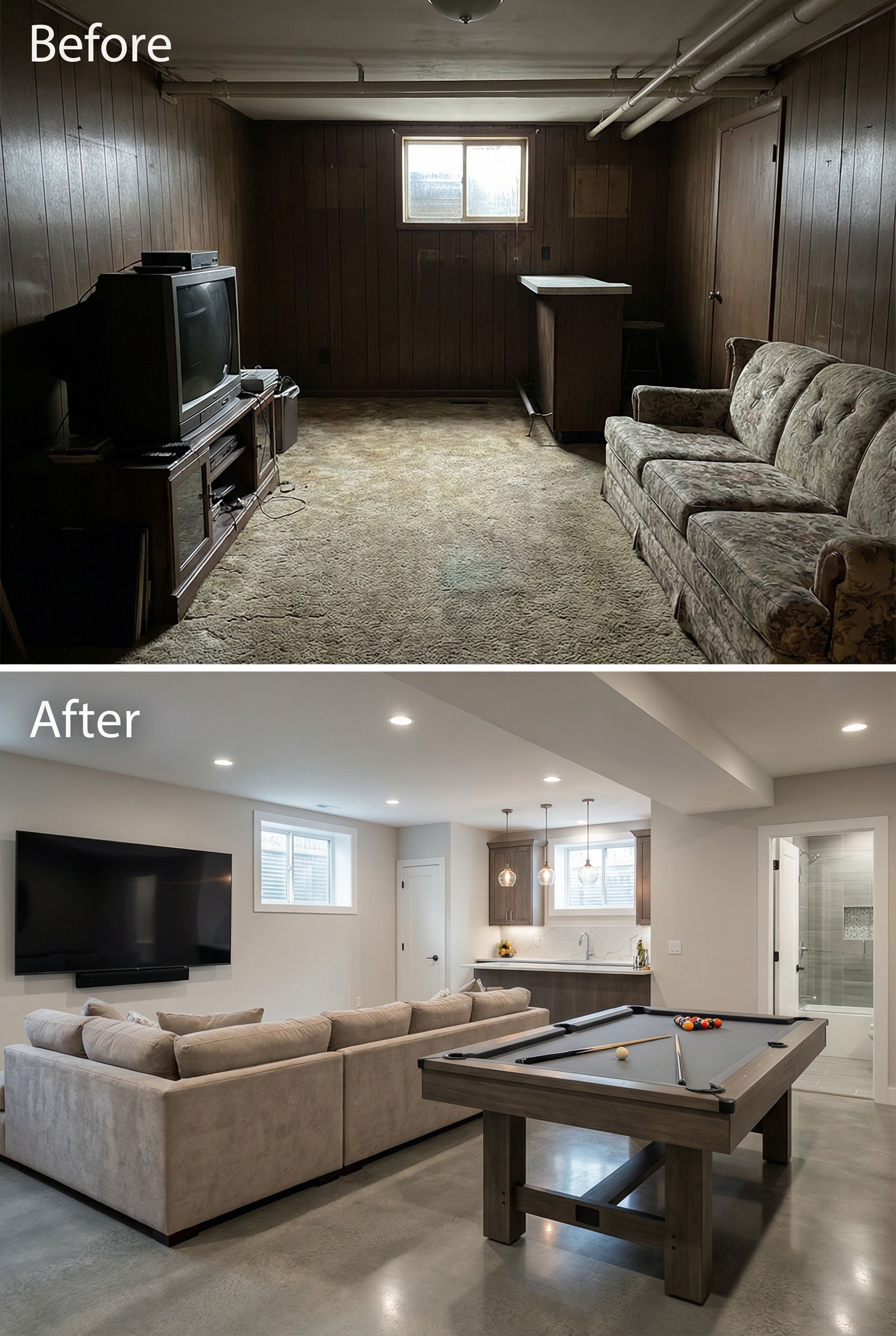 Dingy Unfinished Space โ Resort-Style Entertainment Sanctuary