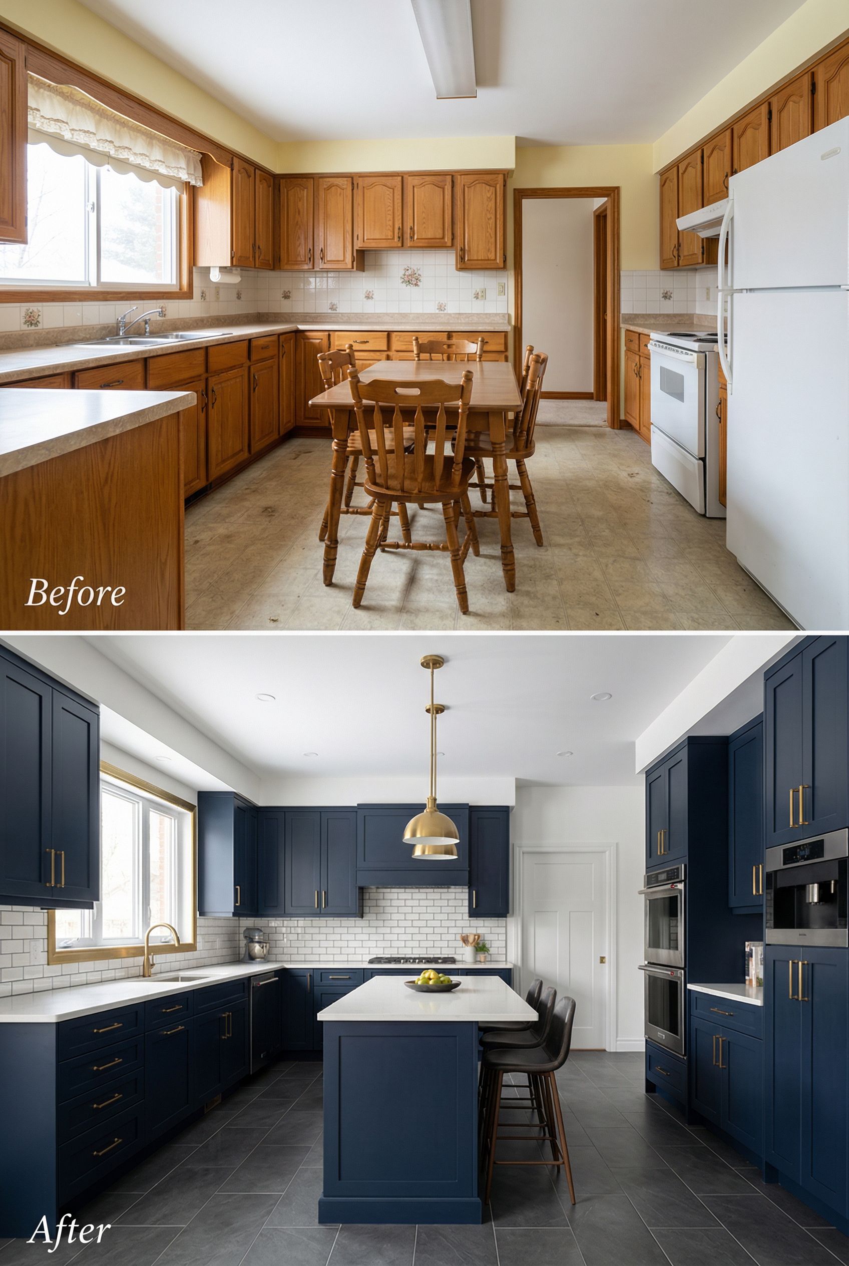 Dusty Rose '90s Kitchen โ Navy & Marble High-End Design