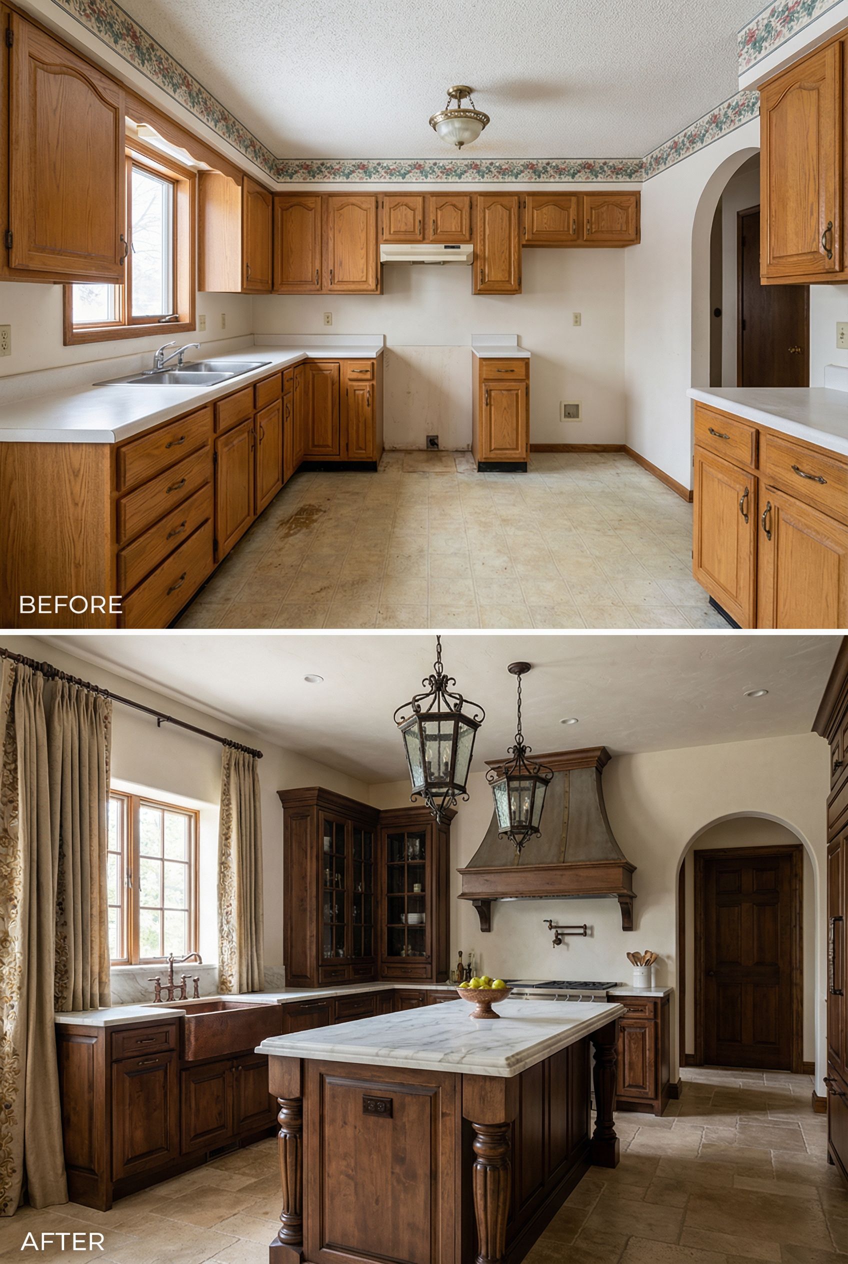 Early 2000s Builder Grade → Italian Farmhouse Warmth