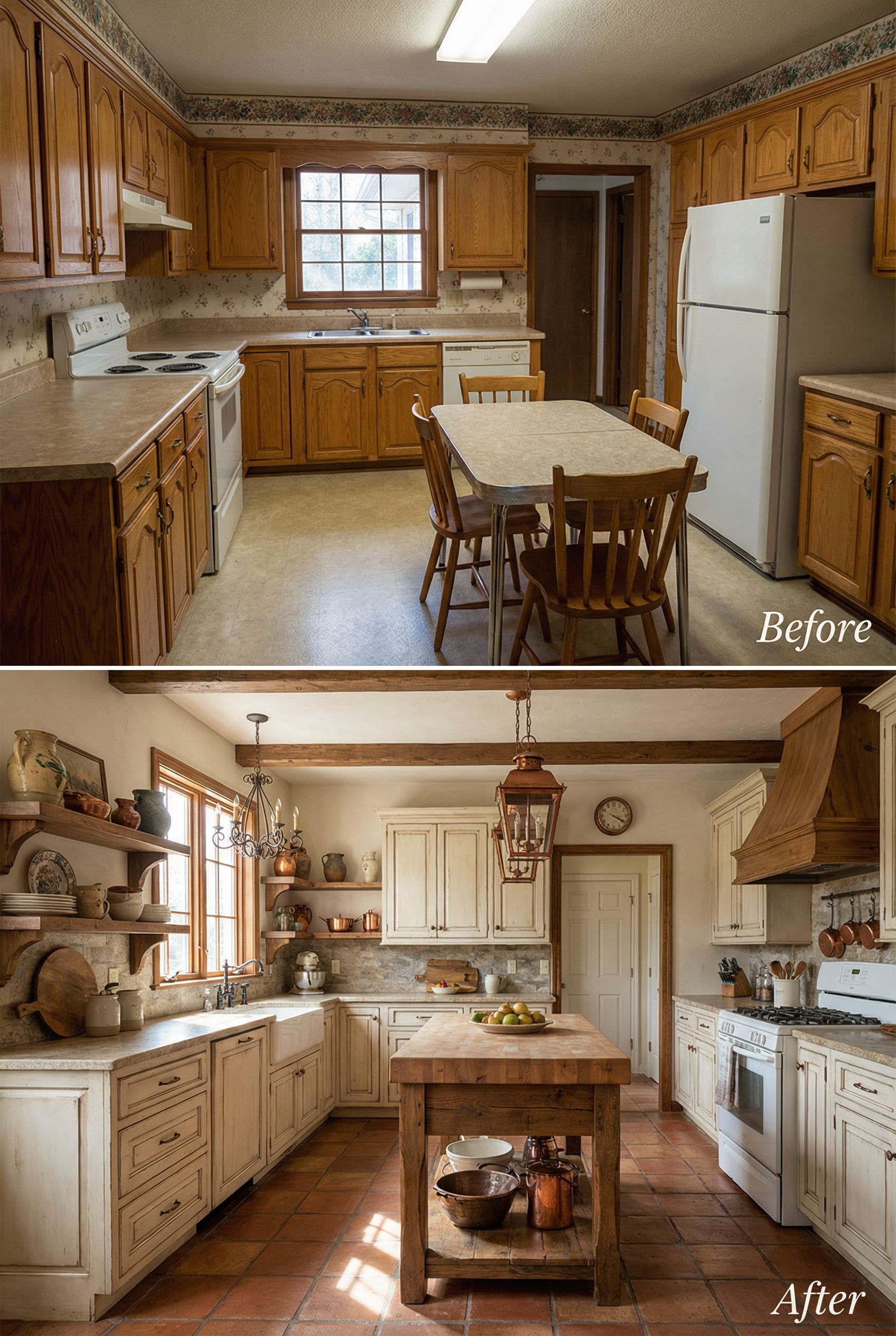 Early 2000s Builder Kitchen โ Vintage French Cottage Style