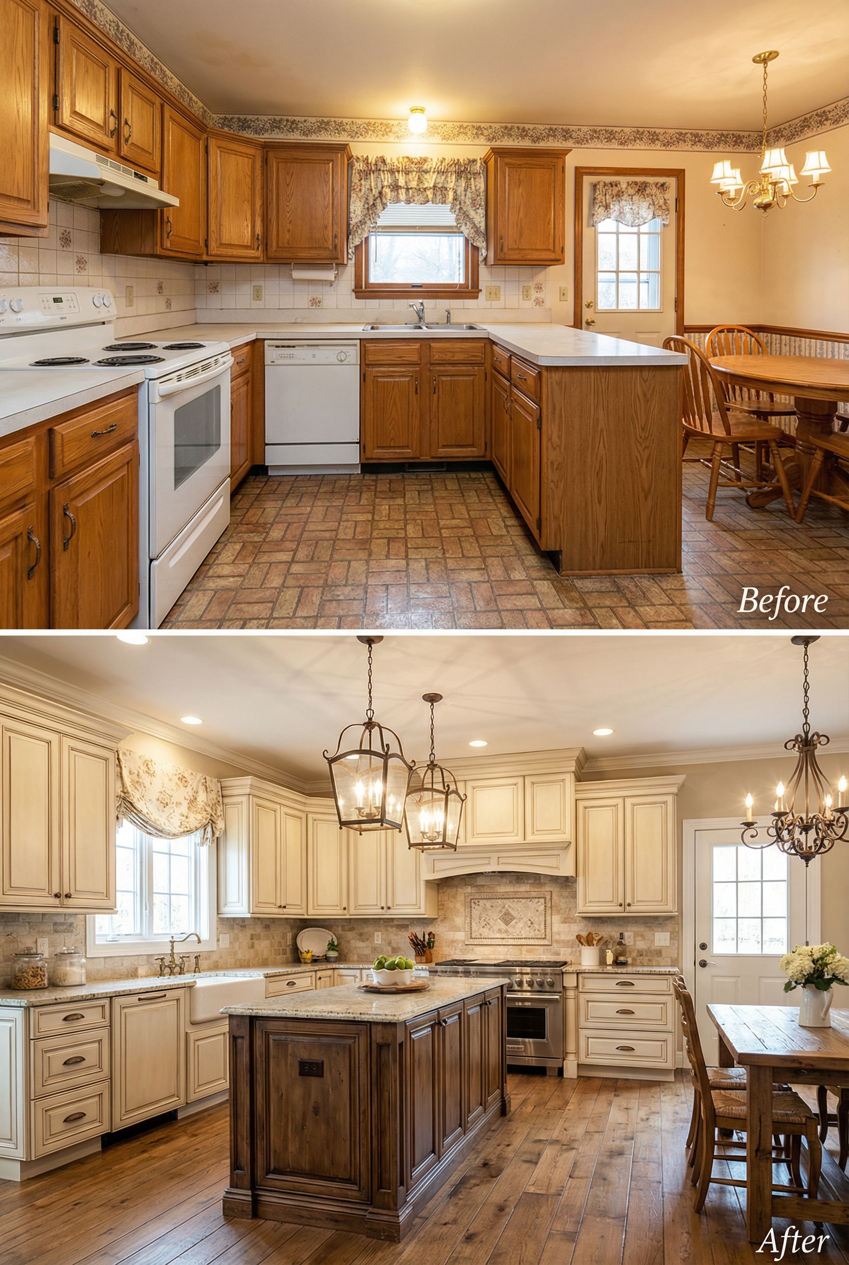 Early 2000s Dark Wood Kitchen โ Airy Provenรงal White