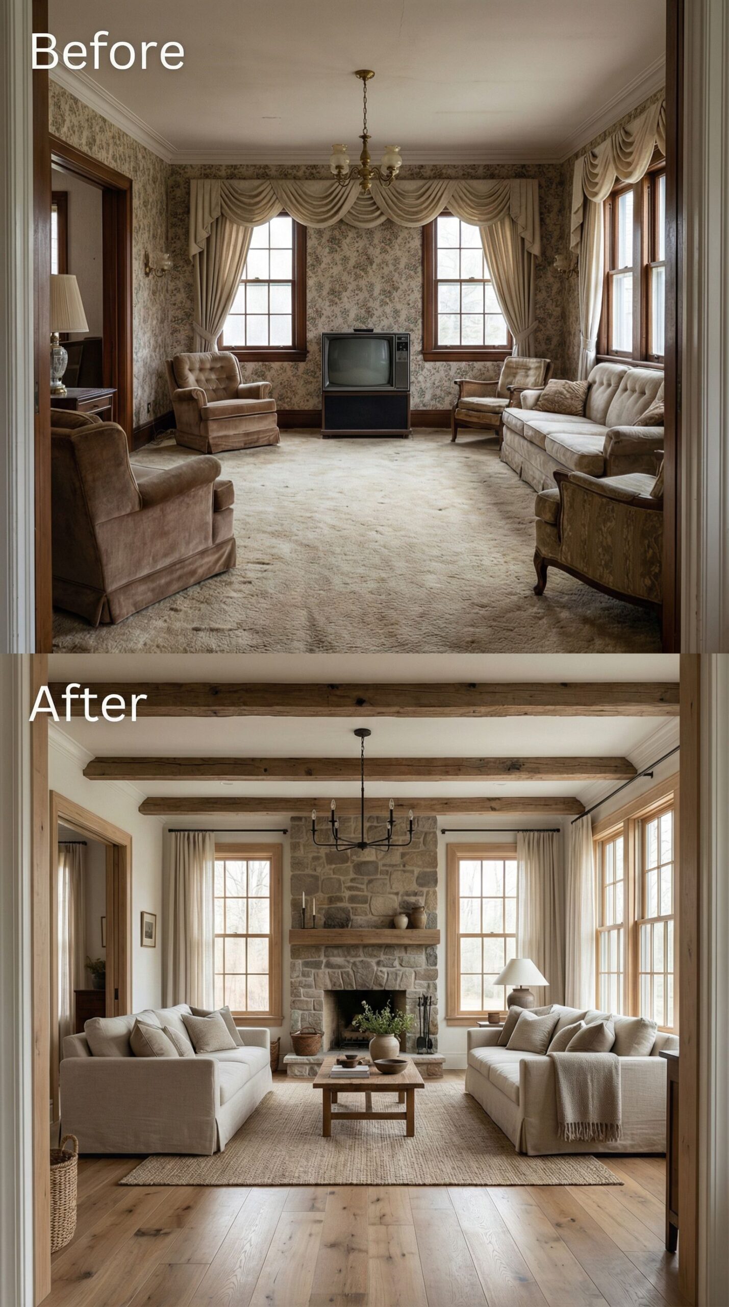 Early 2000s Media Wall → Minimalist Luxury Lounge