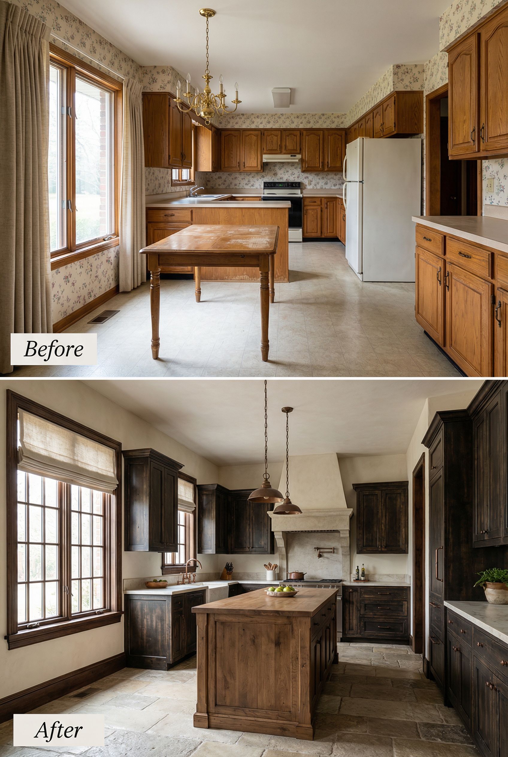 Early 2000s Stainless Kitchen → Rustic Mediterranean Retreat