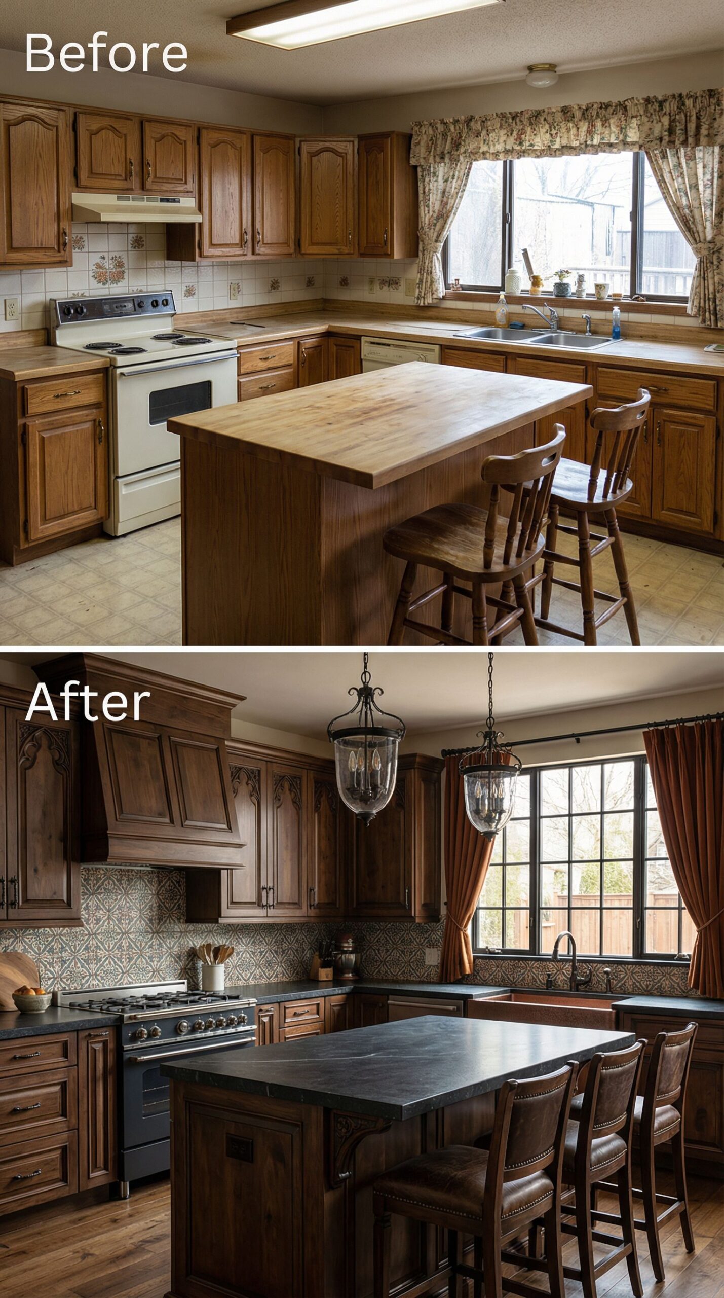 Early 2000s Tuscan Kitchen → Clean Scandinavian Design