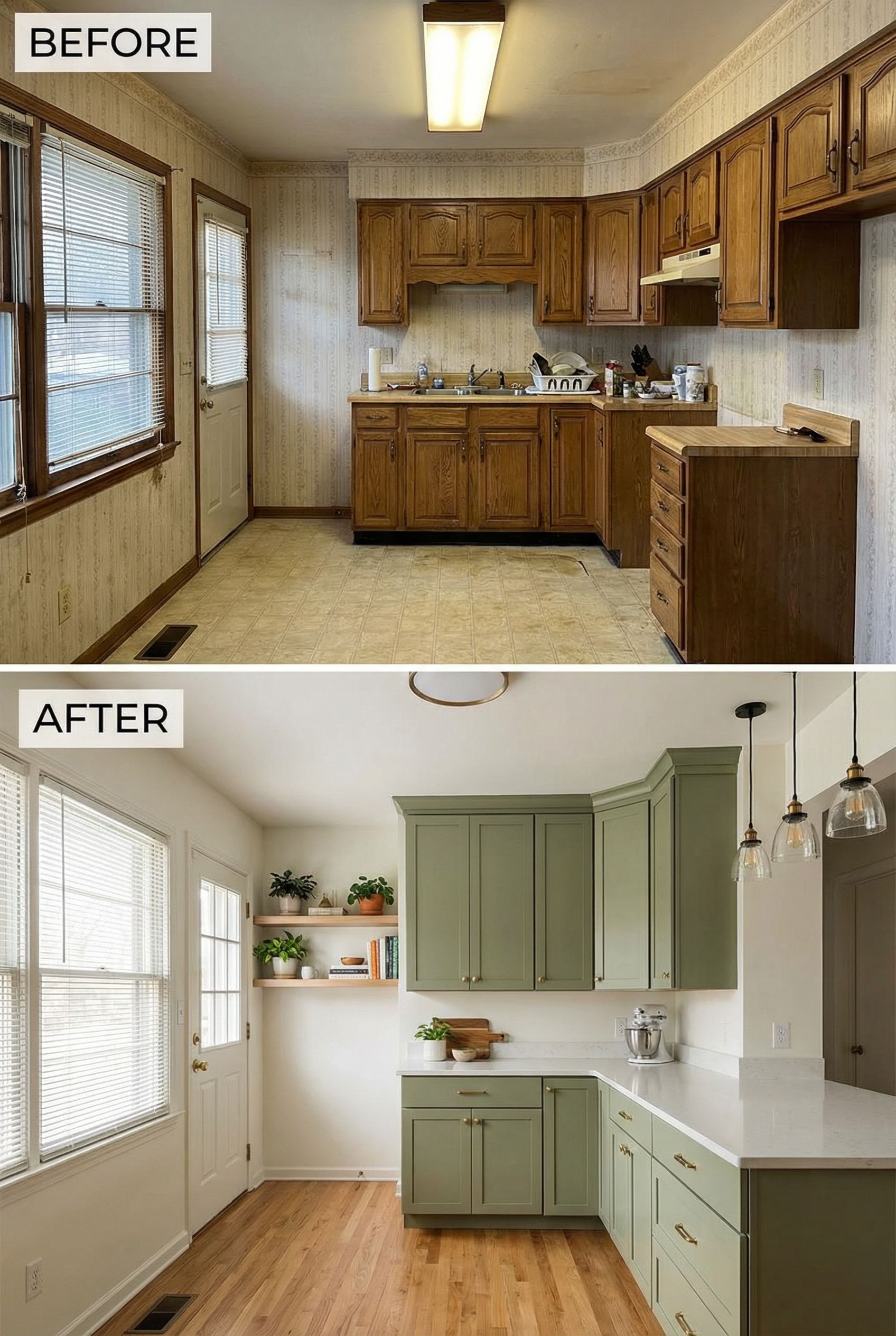 From bland builder kitchen to soft-wood cottage-cozy charm