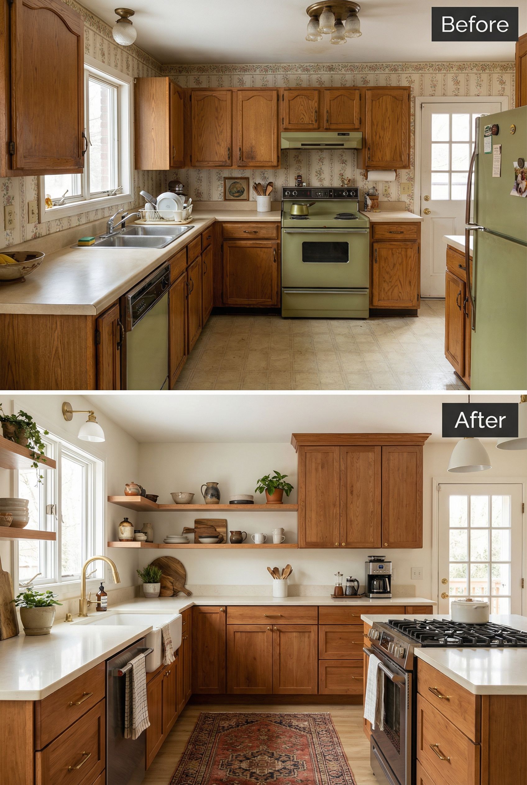 From dated kitchen to comforting cottage-warm design with soft textures