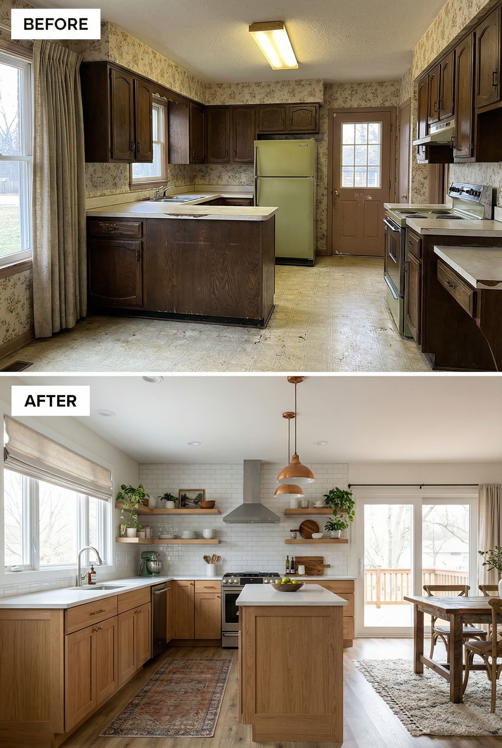 From outdated oak kitchen to modern warm-toned comfort