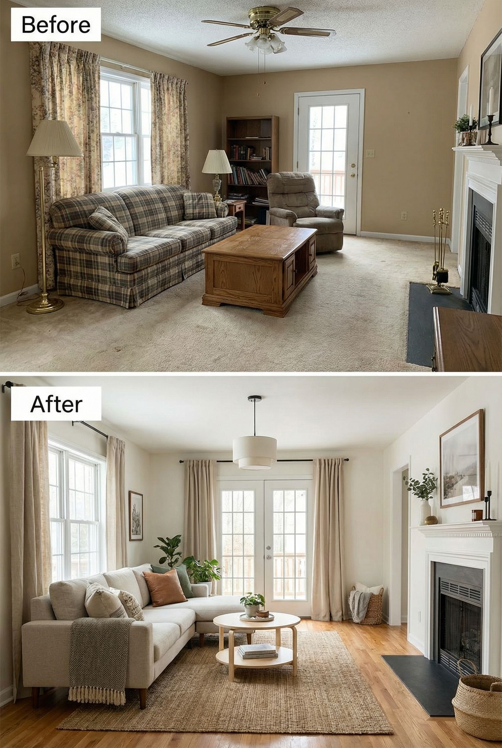 From Plain Brown Sofa Setup to Warm, Stylish Living Room for Under $3,000