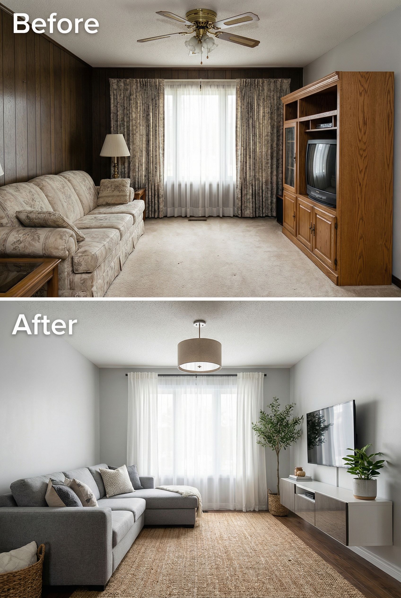 From Sparse White Walls to Cozy Layered Living Room with Textured Decor for $3,000