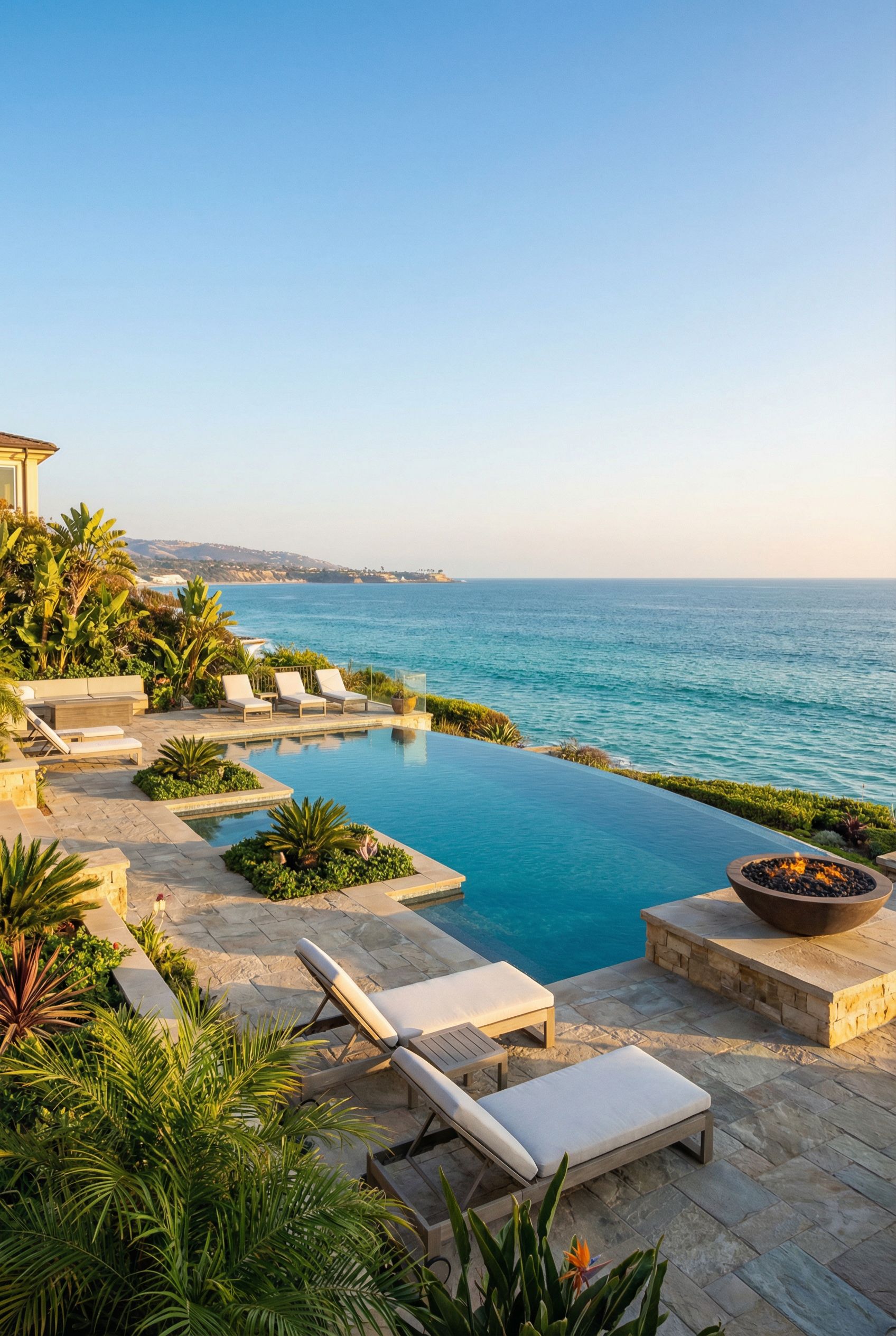 Infinity Pool Luxury Backyard Overlooking Ocean