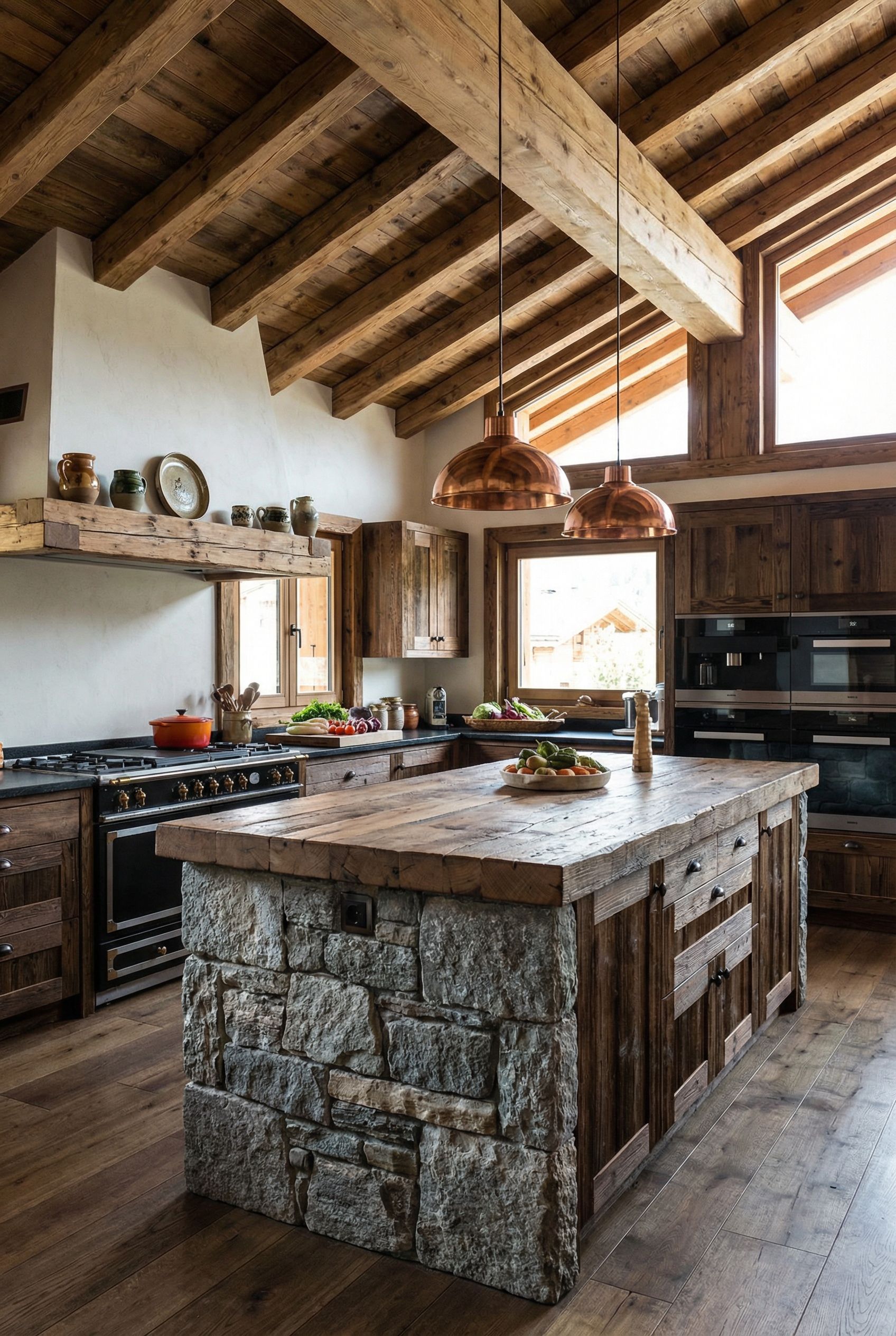 Luxury Chalet Kitchen with Oversized Center Island