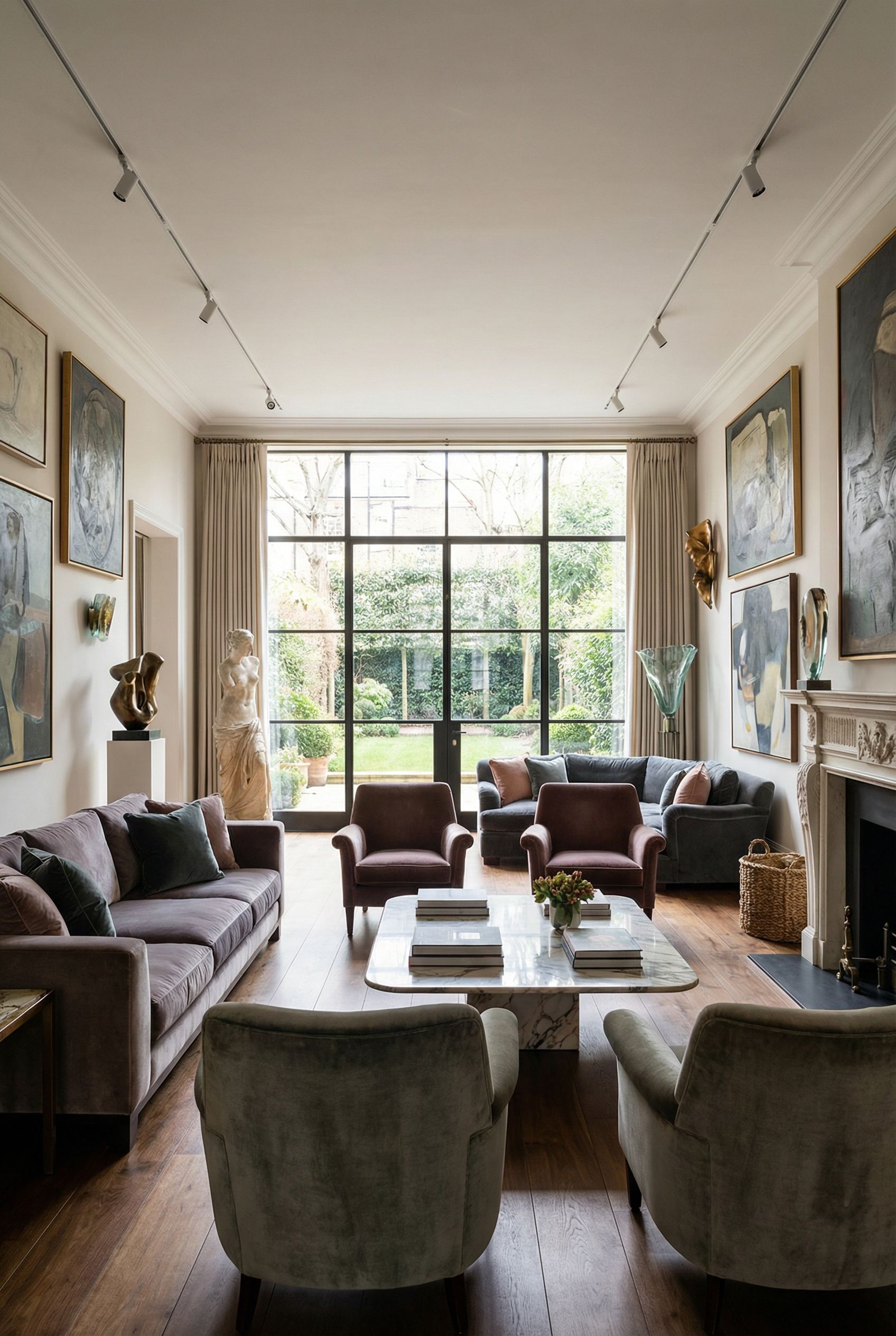 Luxury Living Room Showcasing Museum-Quality Art Collection
