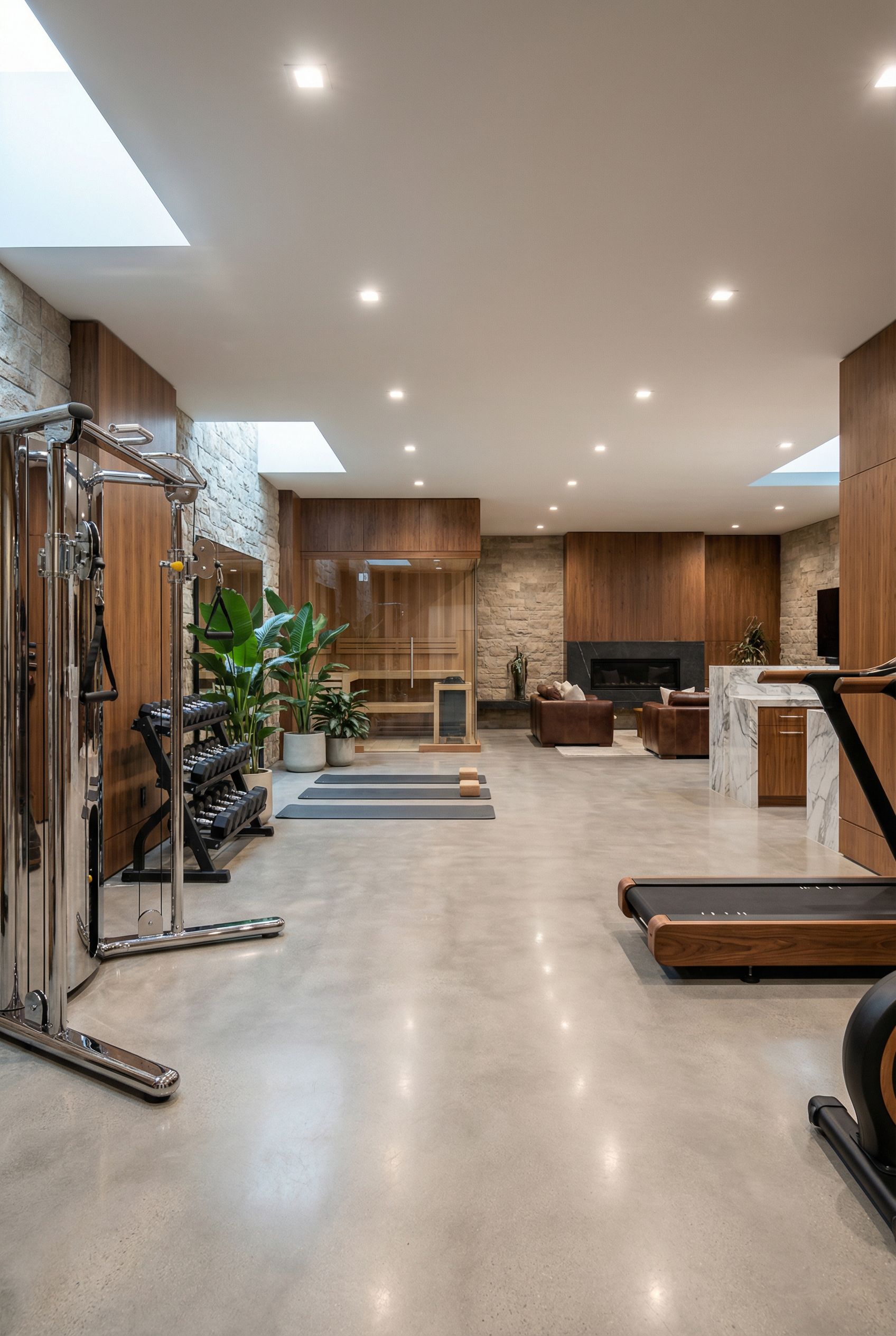 Luxury Open Concept Basement Fitness Studio