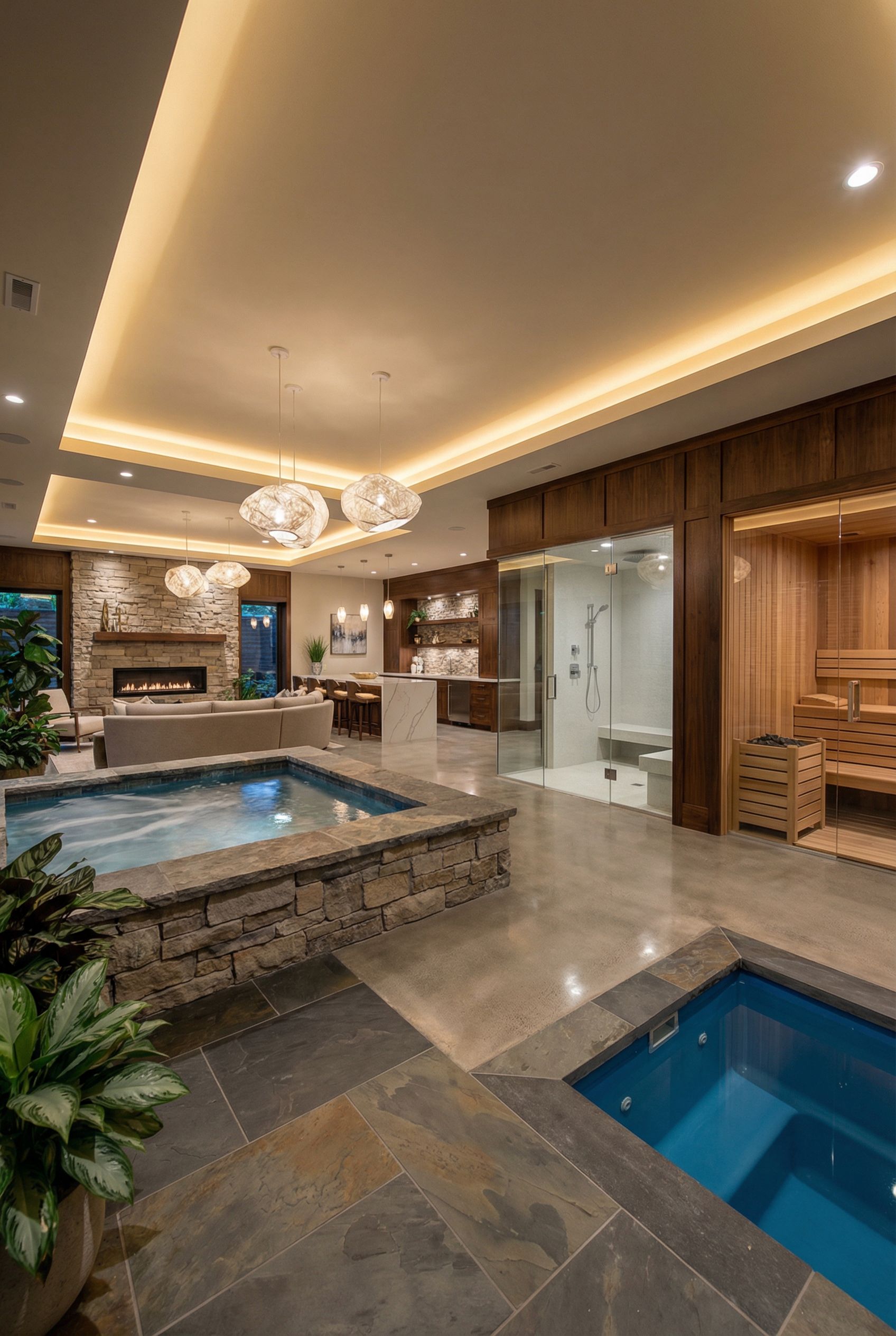 Luxury Open Concept Basement Spa Retreat