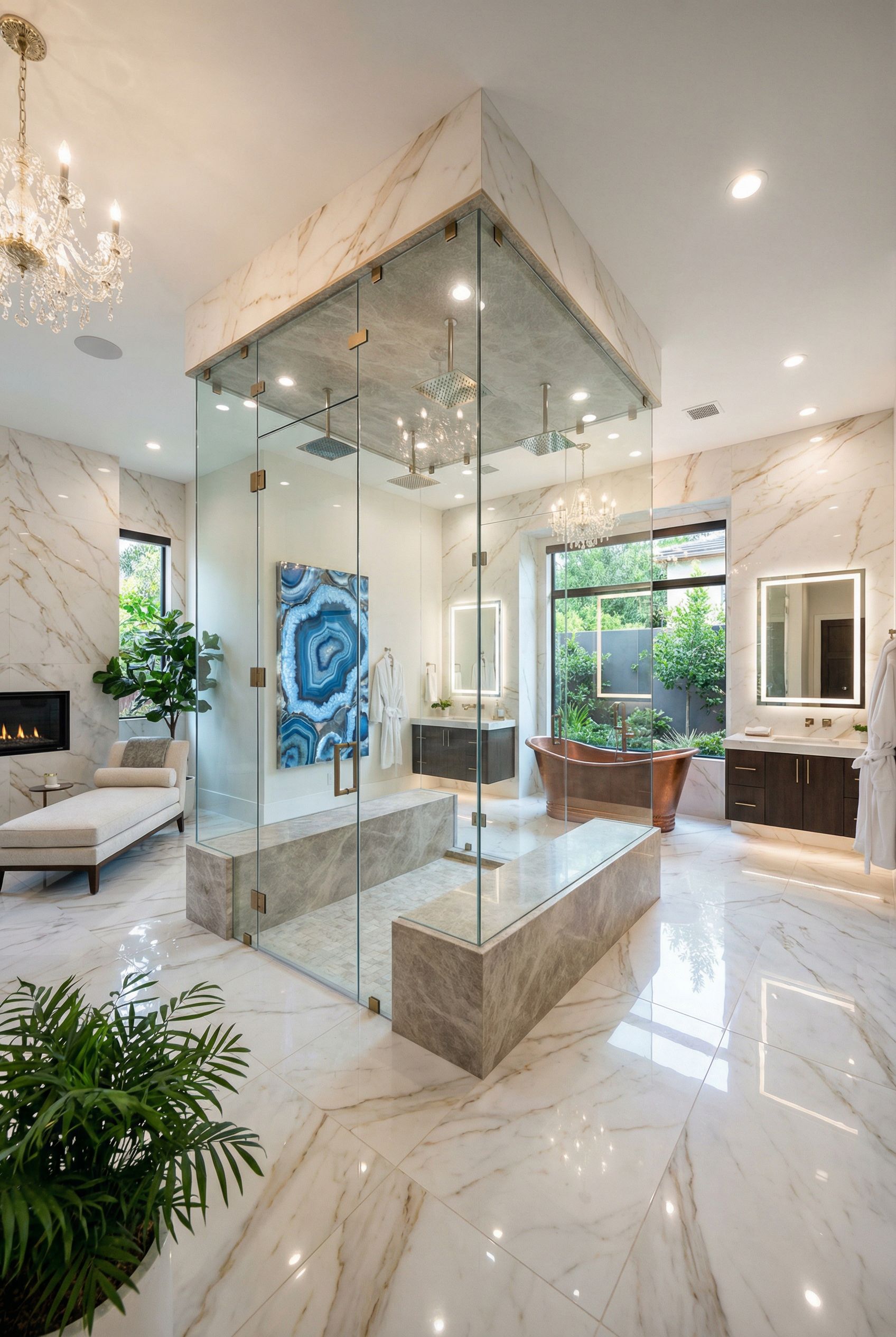 Luxury Primary Bathroom with Steam Room