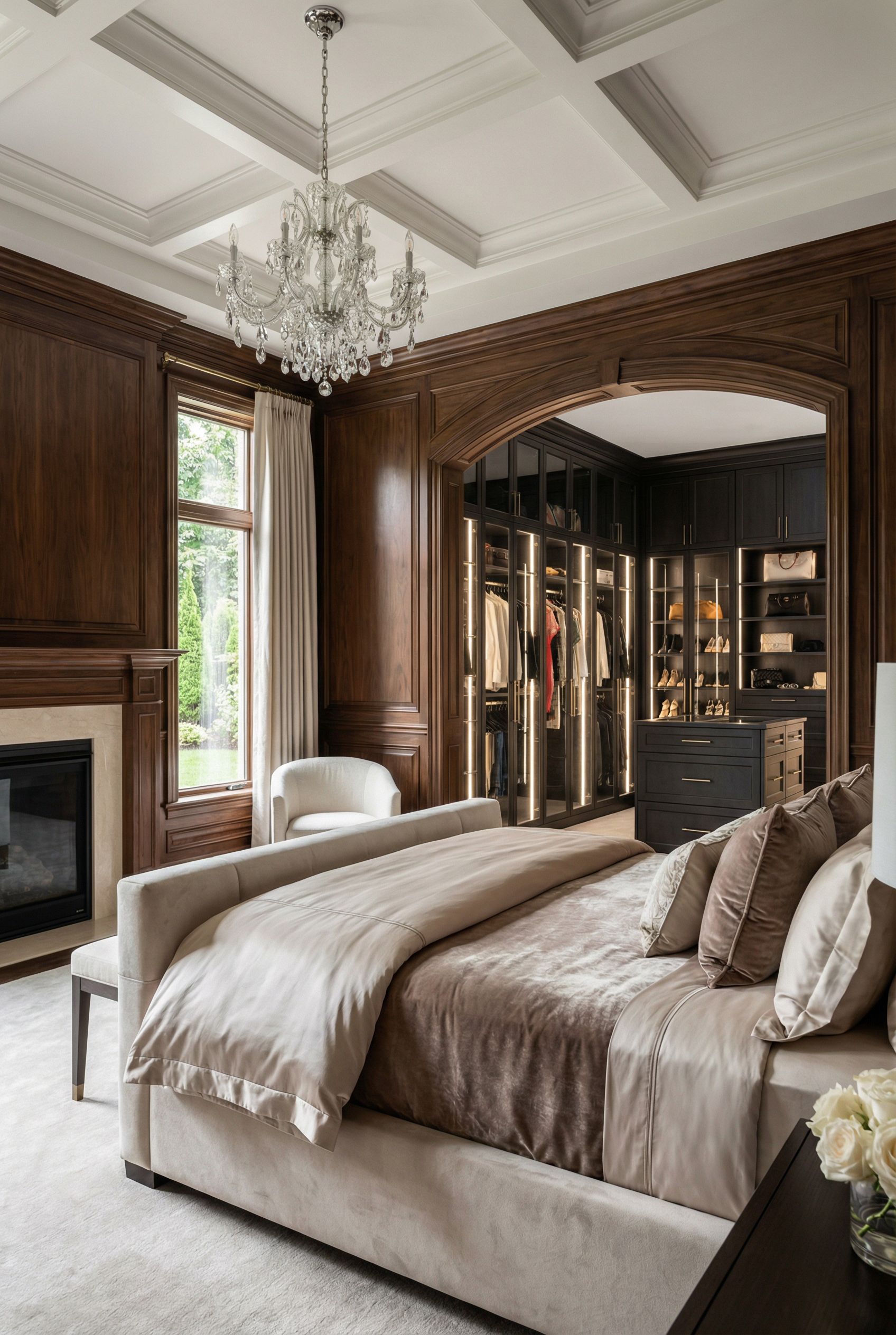 Luxury Primary Bedroom Featuring Designer Walk-In Closet