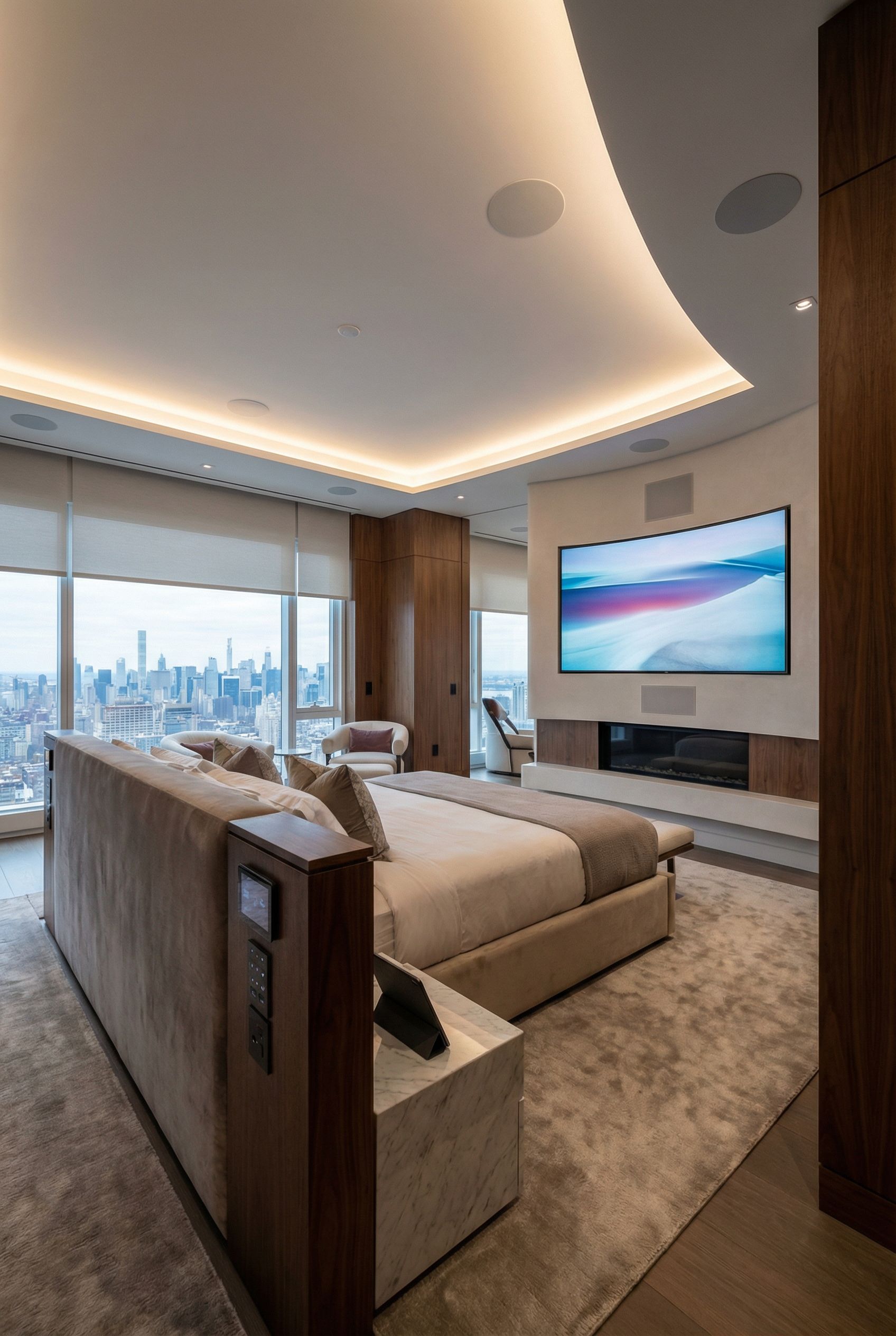Luxury Primary Bedroom Featuring Integrated Smart Technology
