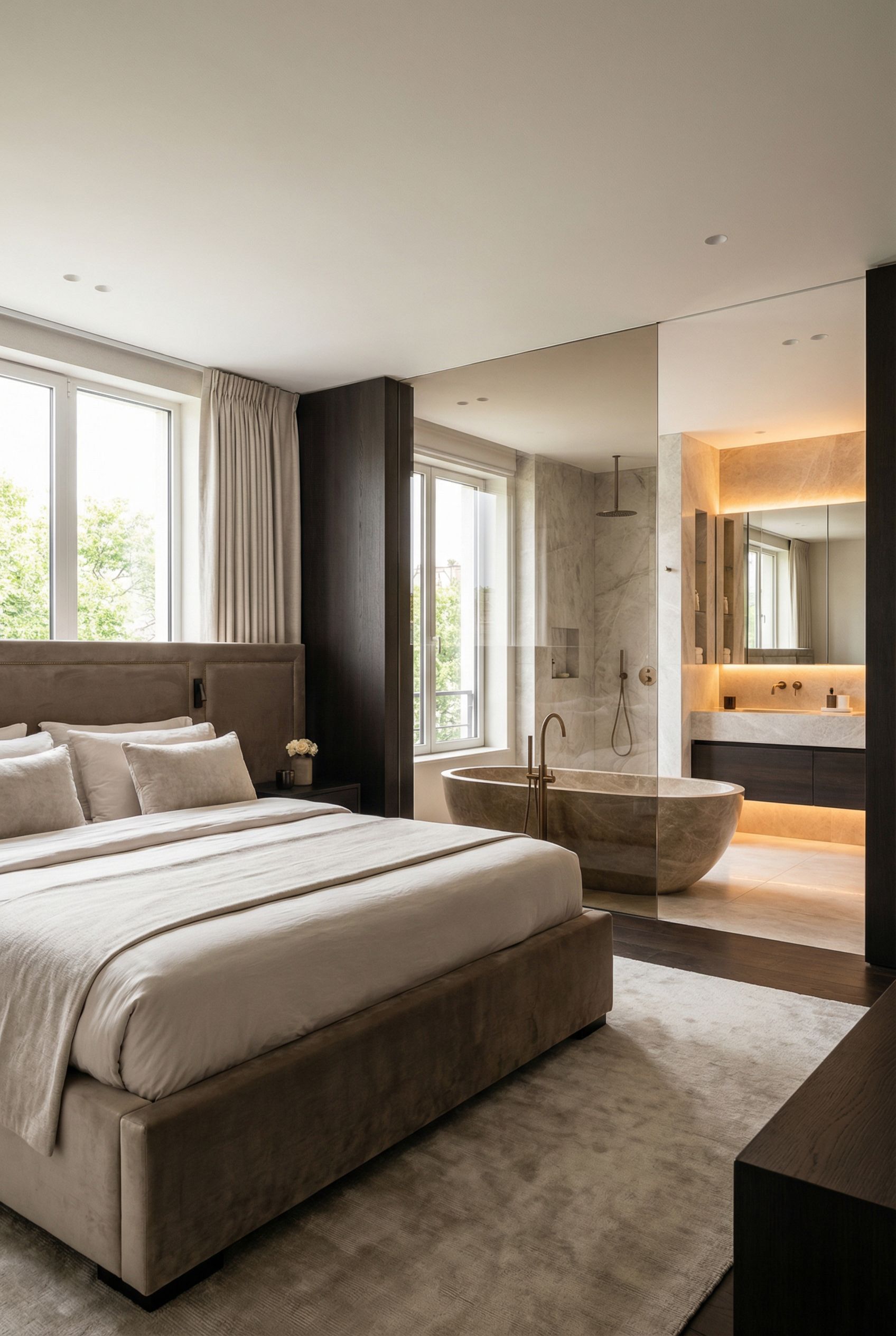 Luxury Primary Bedroom Highlighting Spa-Inspired Ensuite Integration