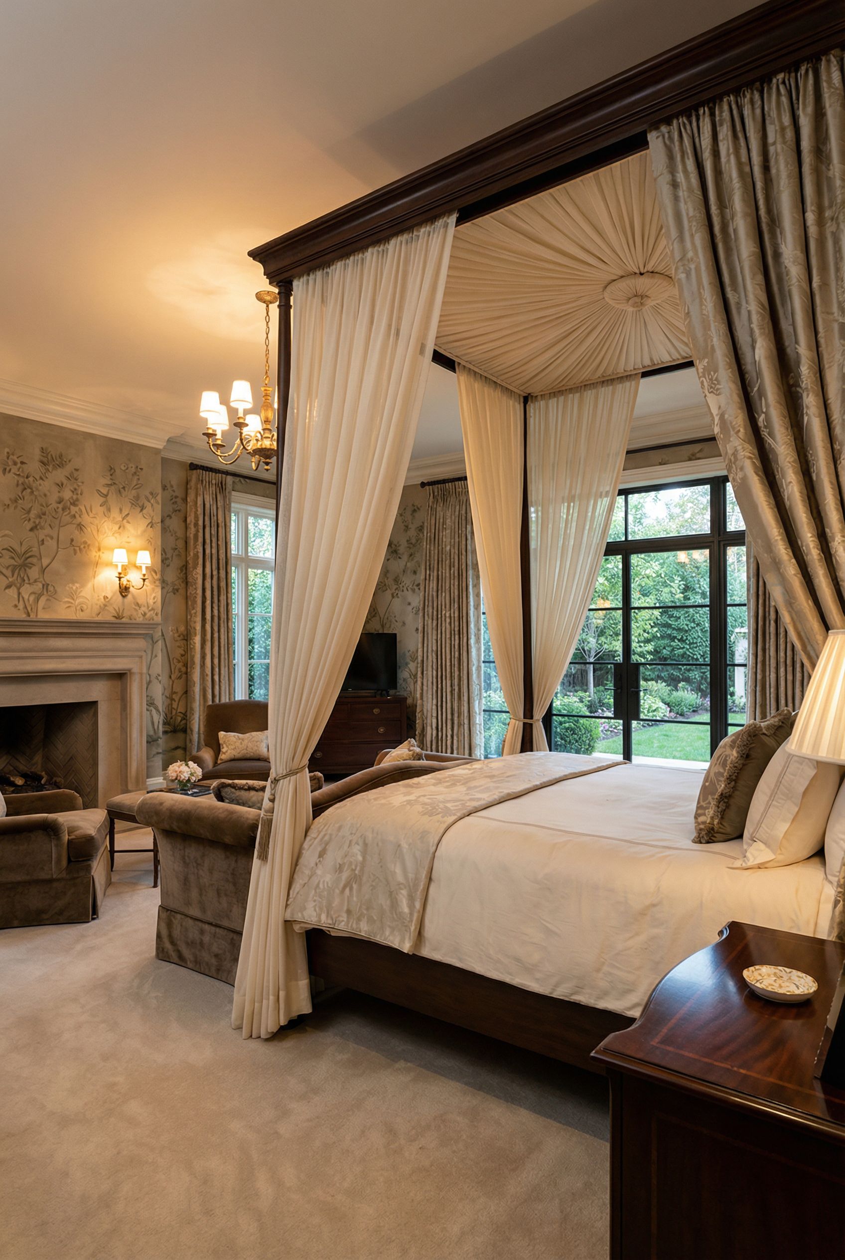 Luxury Primary Bedroom Showcasing Bespoke Canopy Bed