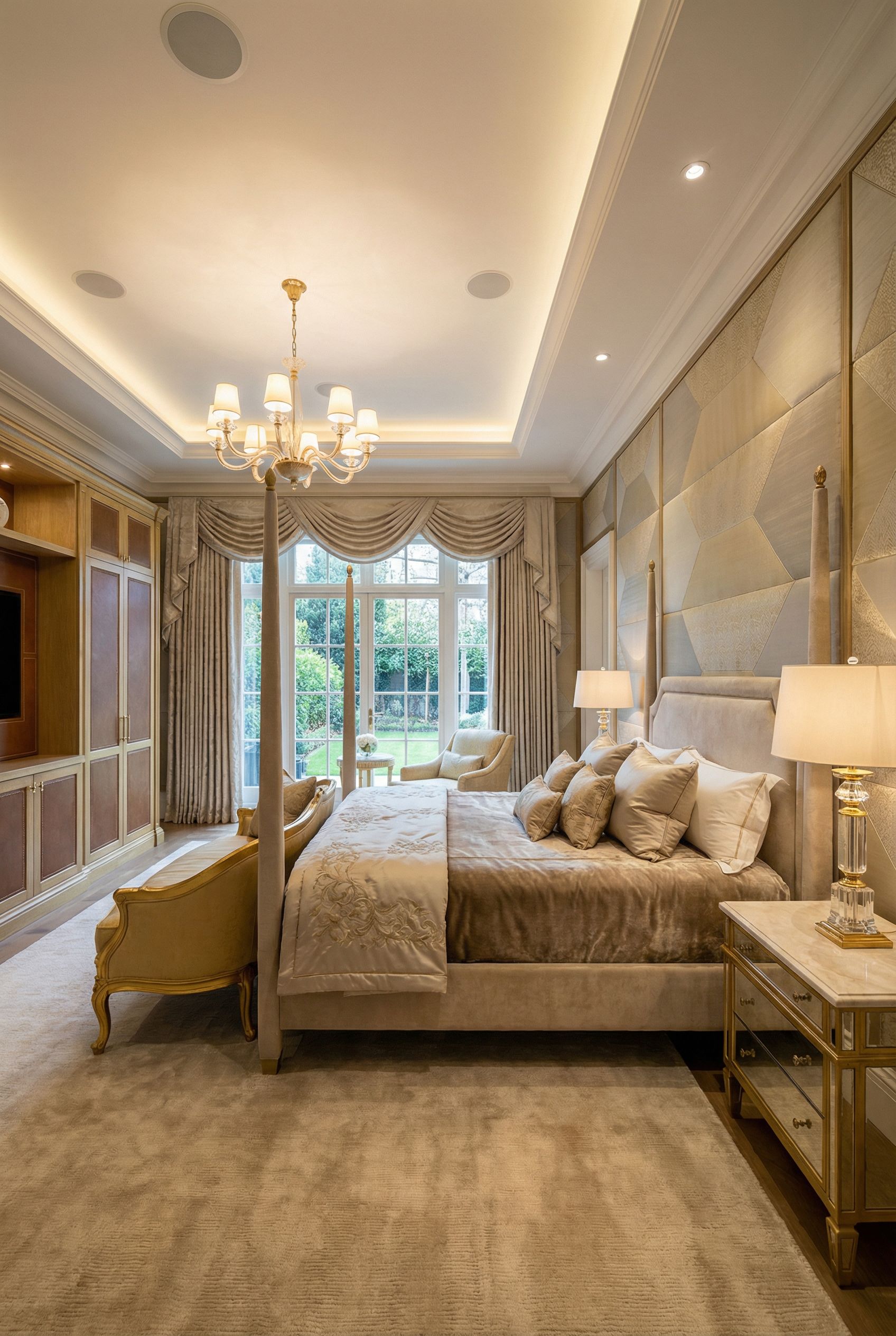 Luxury Primary Bedroom with Bespoke Wallcovering Details