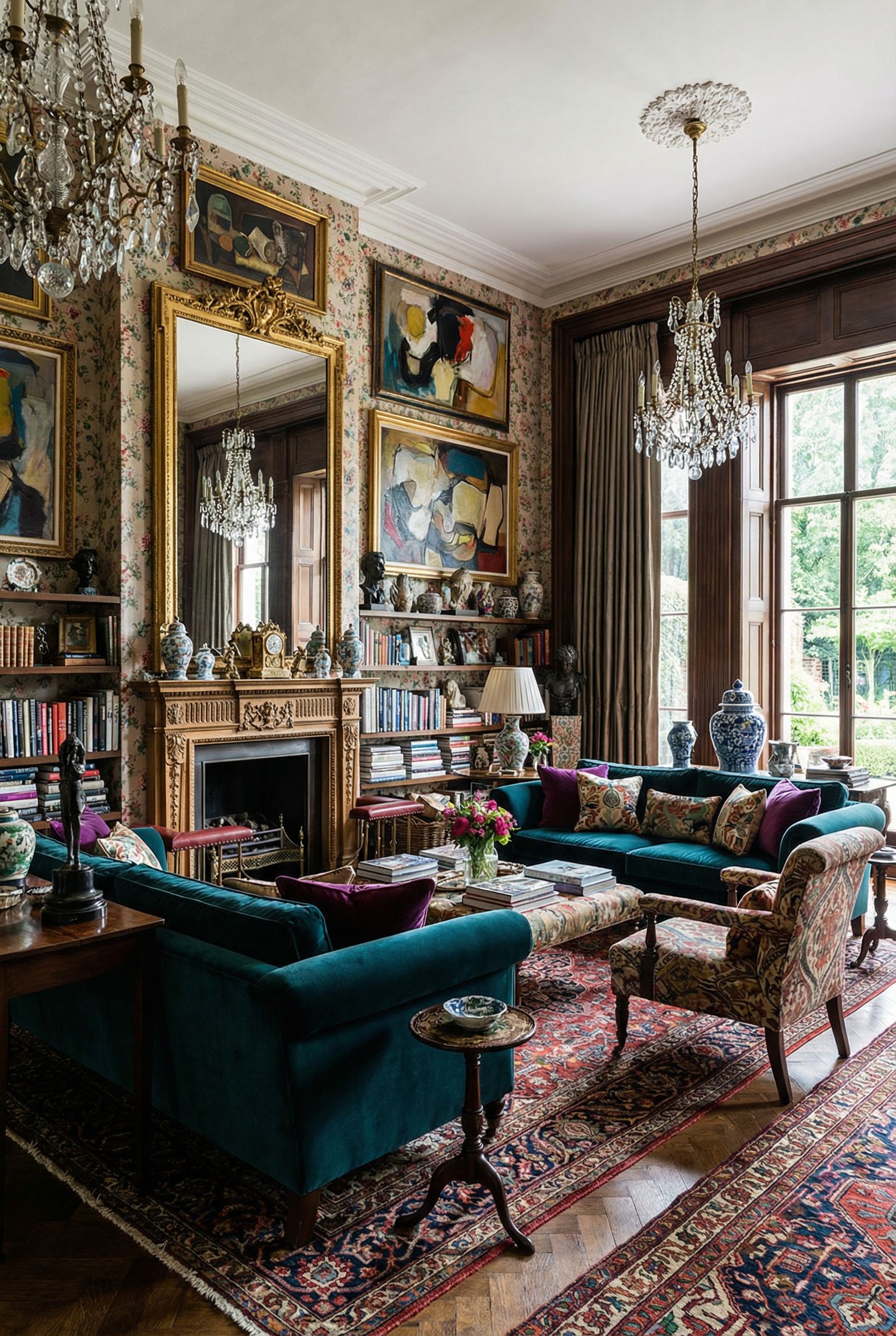 Maximalist Luxury Living Room Design Approach