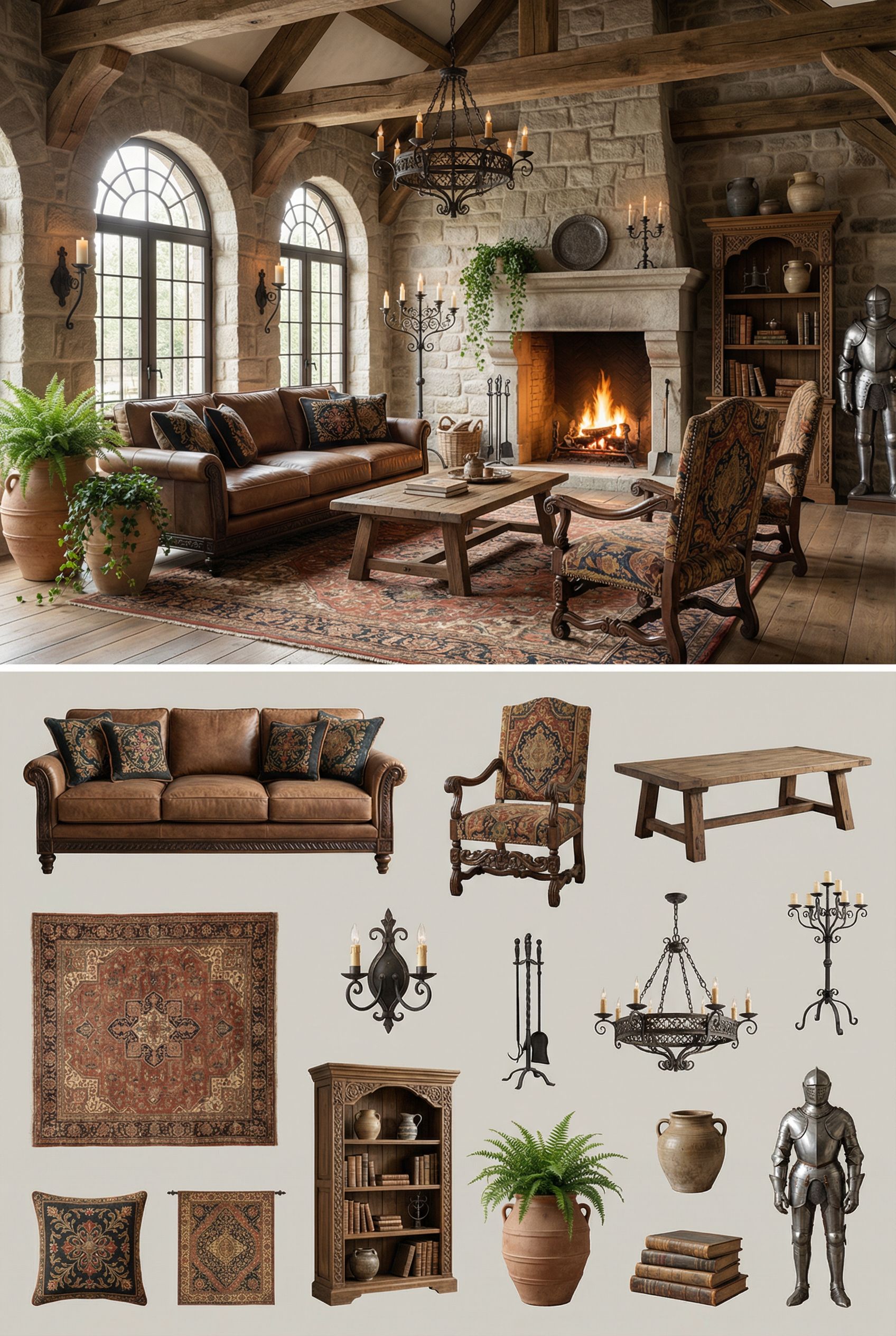 Medieval Castle Chalet Space with Wrought Iron Details