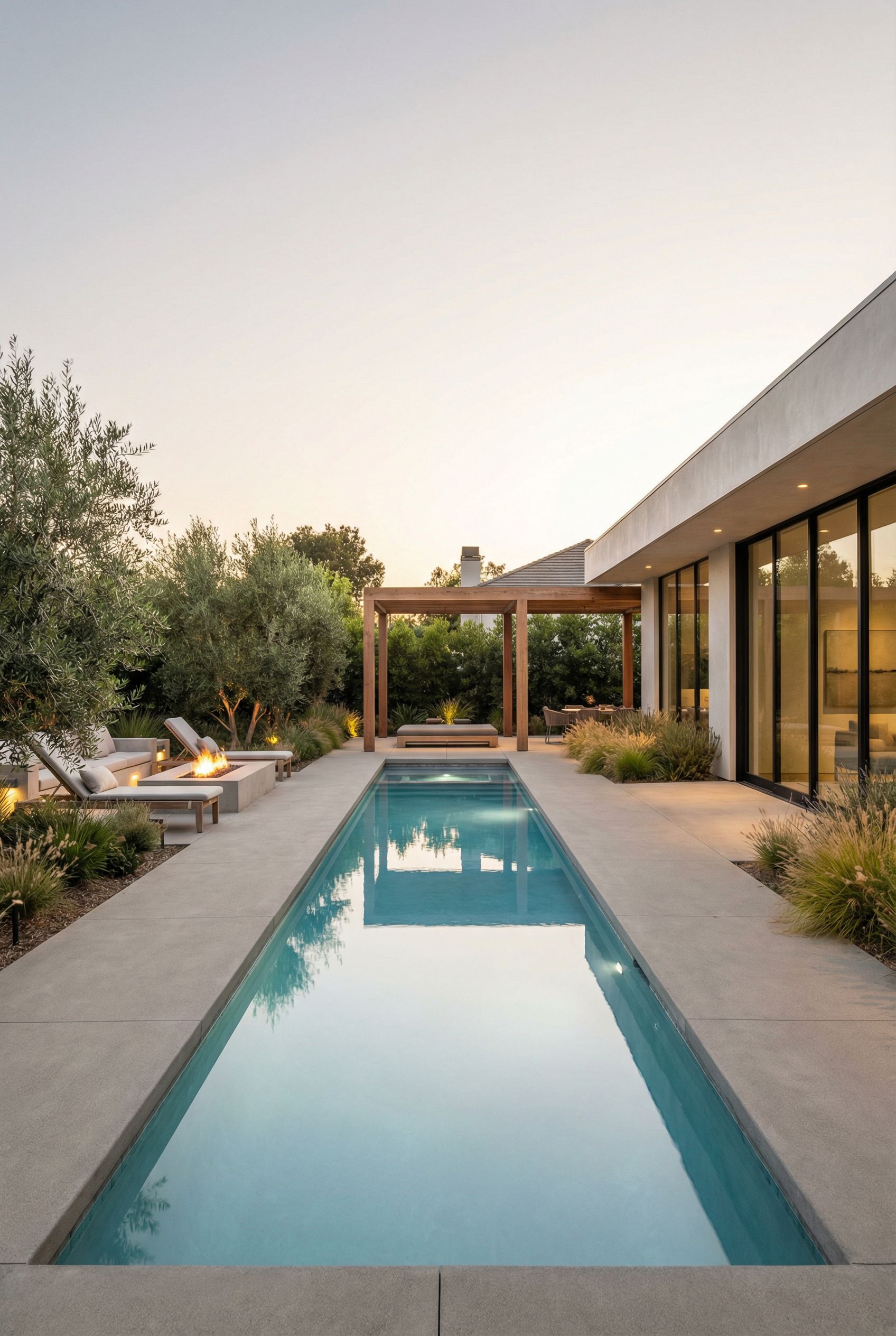 Modern Minimalist Luxury Backyard Pool Oasis