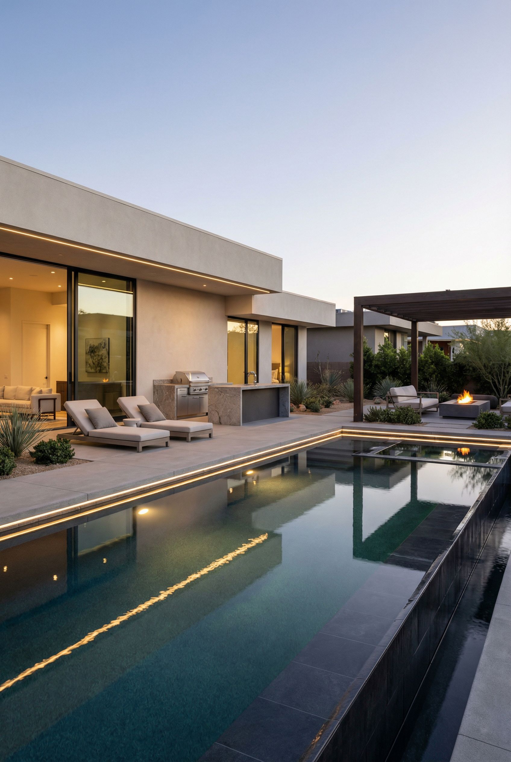 Modern Minimalist Luxury Backyard with Pool