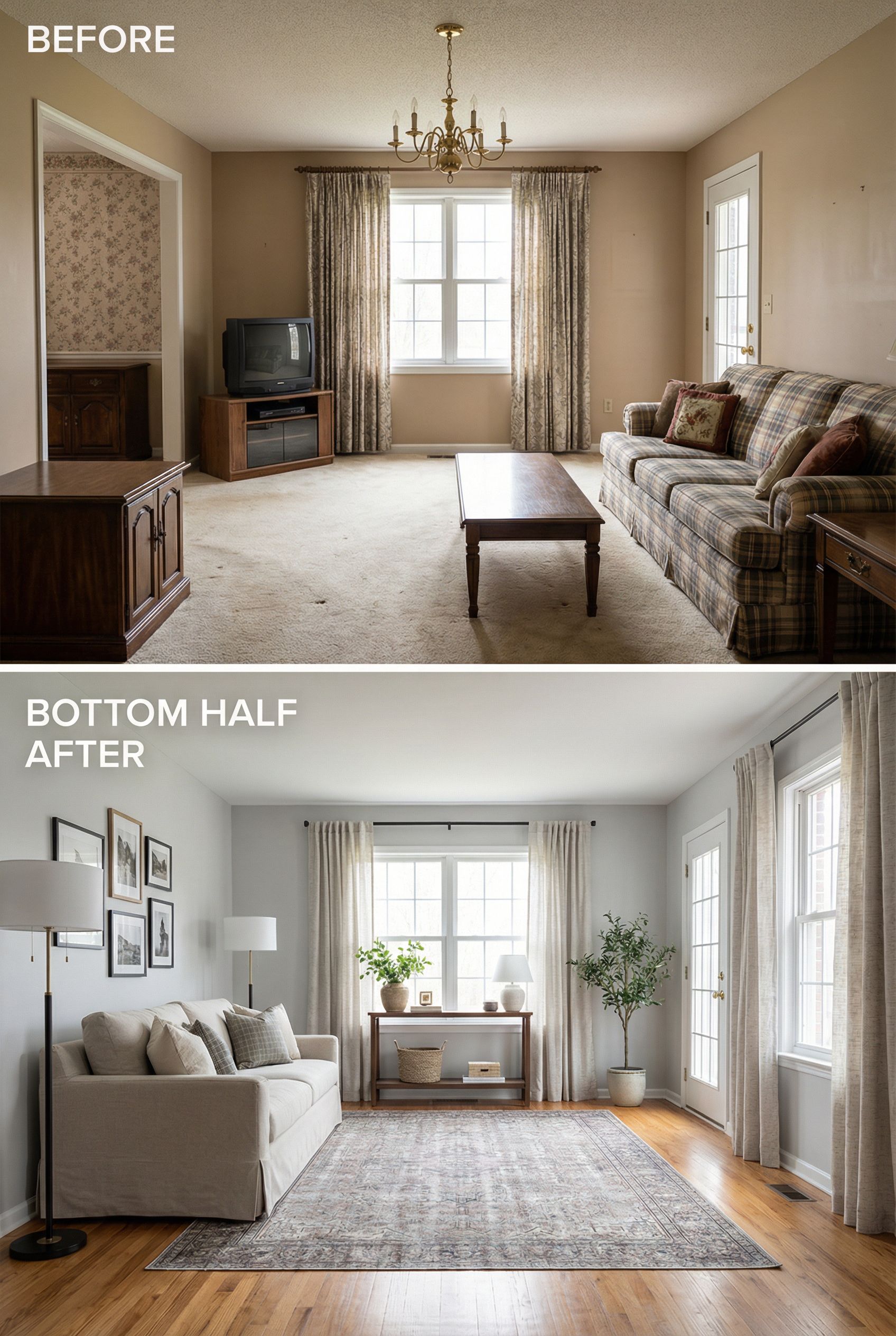 Modern Rustic Living Room Refresh Achieved Within a $3,000 Budget