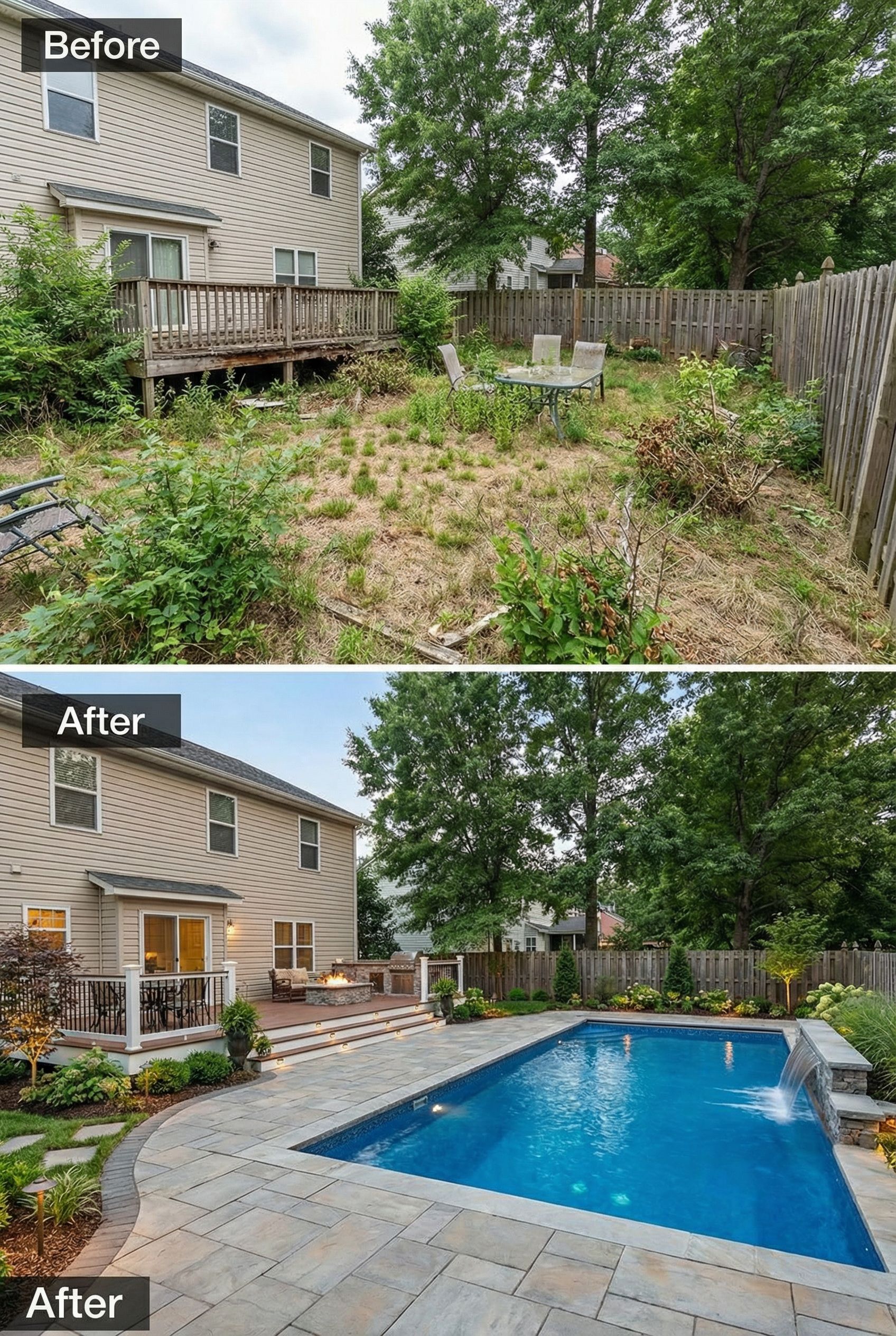 Muddy Slope Yard → Terraced Garden with Retaining Walls