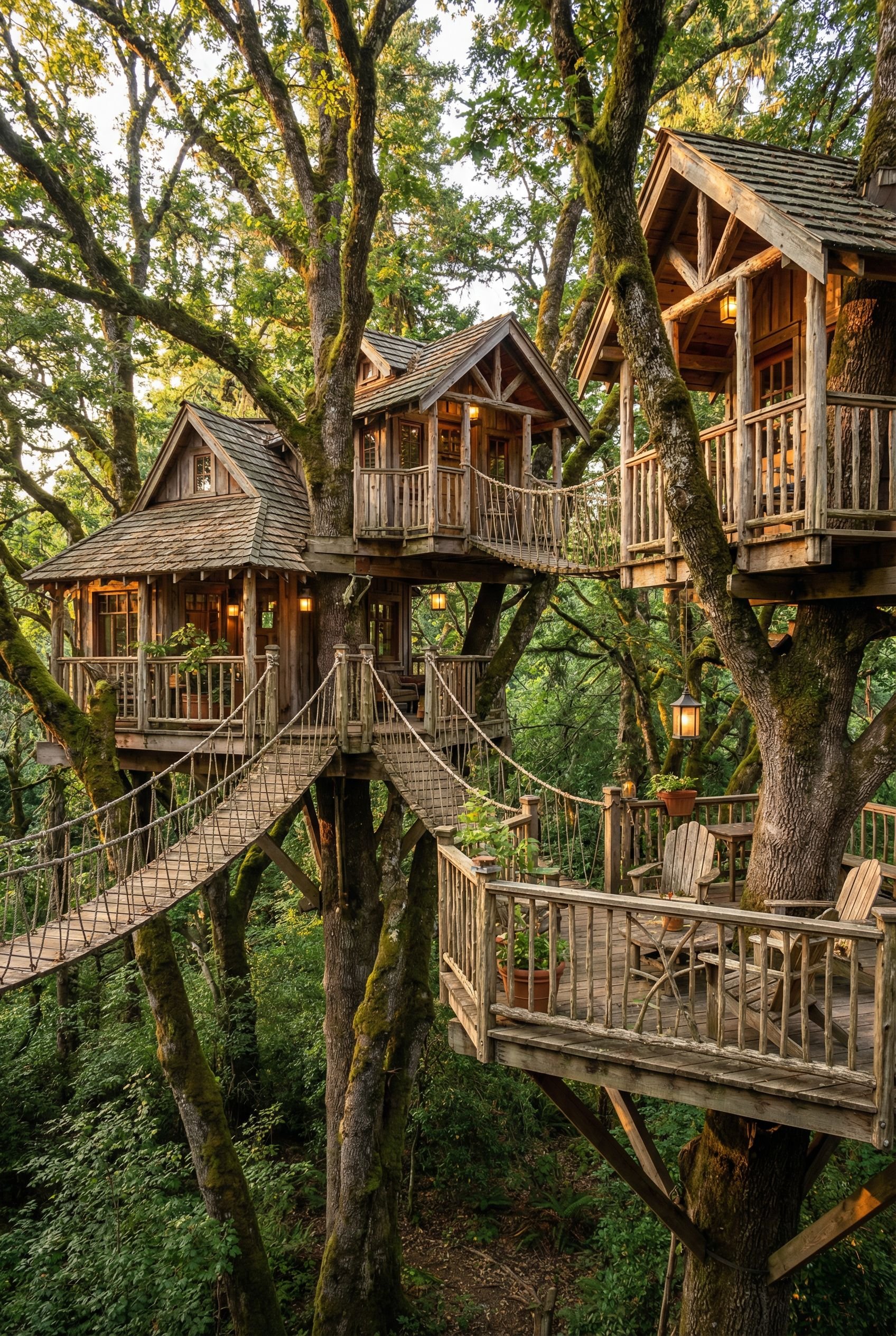 Multi-Tree House with Suspended Bridge Network