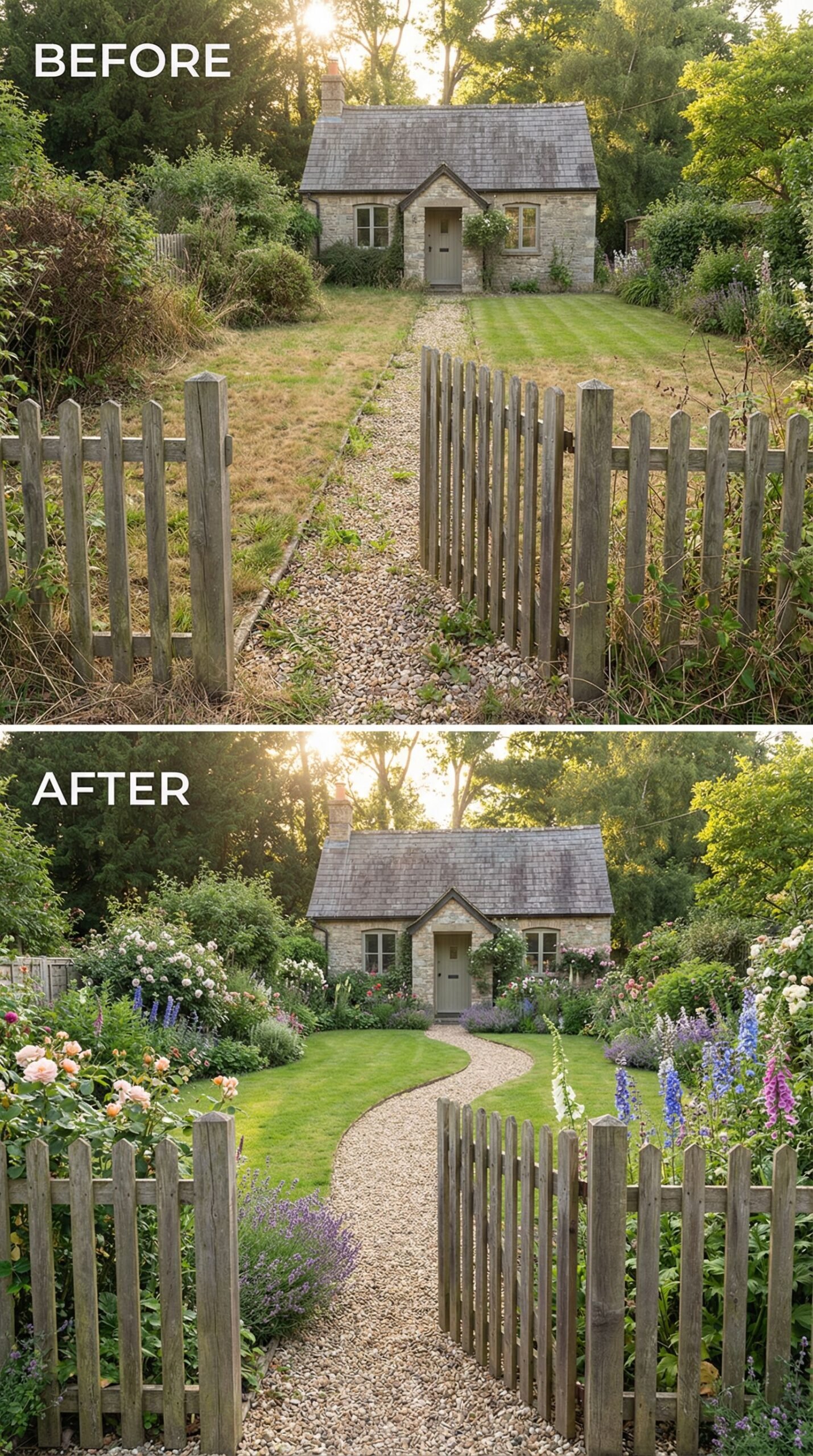 Neglected Brown Lawn → Vibrant Drought-Tolerant Garden