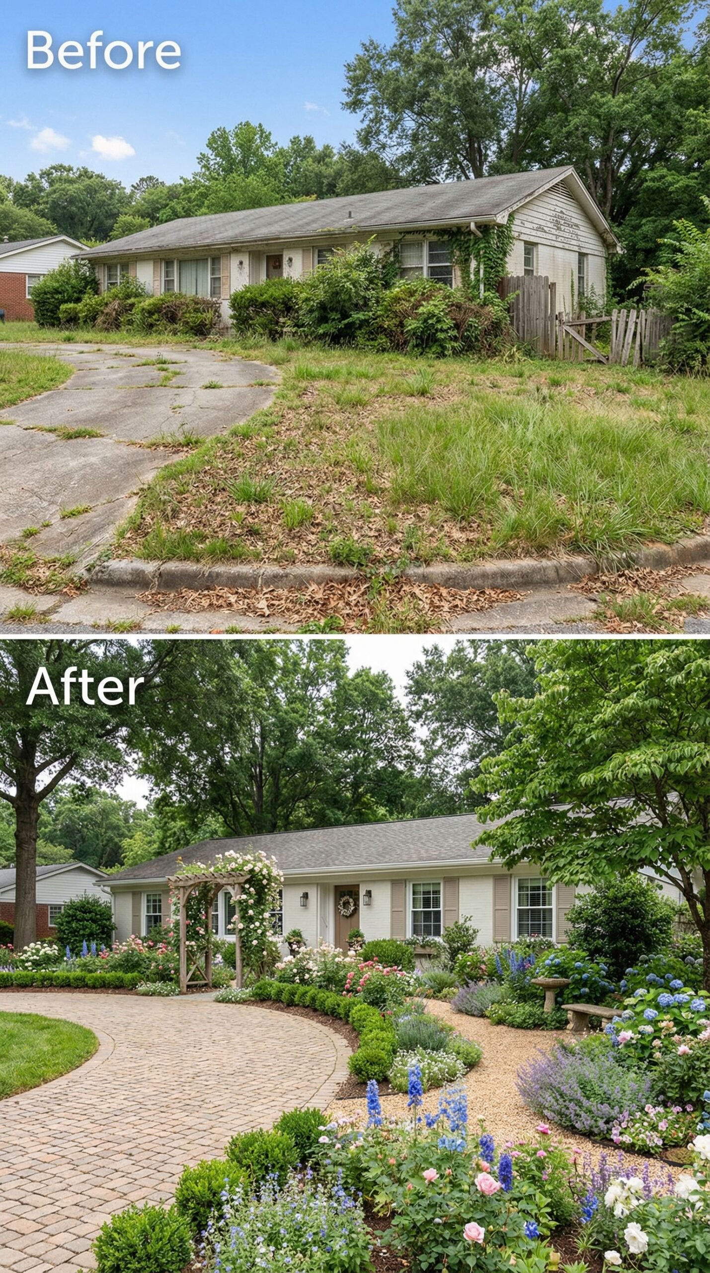 Neglected Corner Lot → Eye-Catching Curb Appeal Showcase