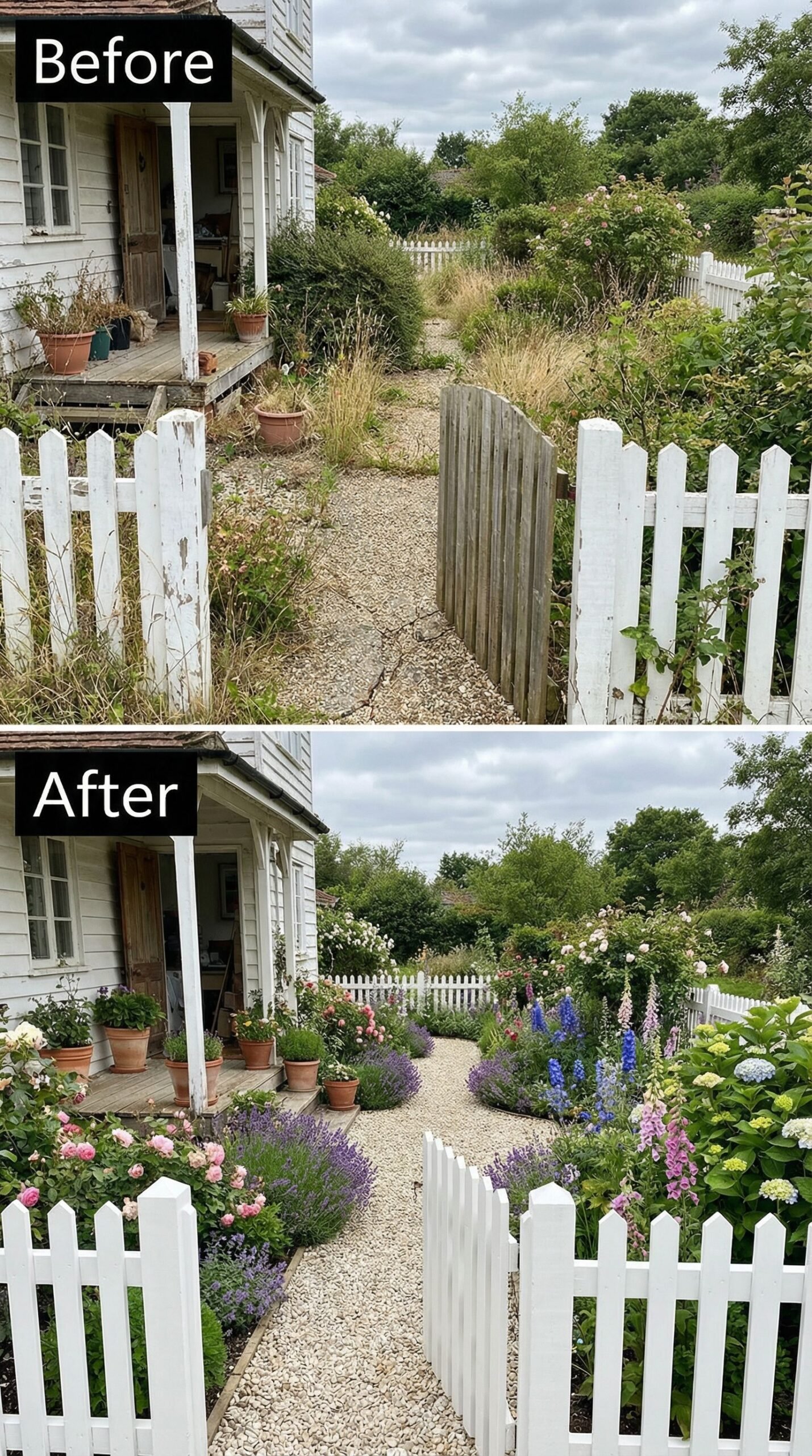 Neglected Porch Area → Welcoming Container Garden Display