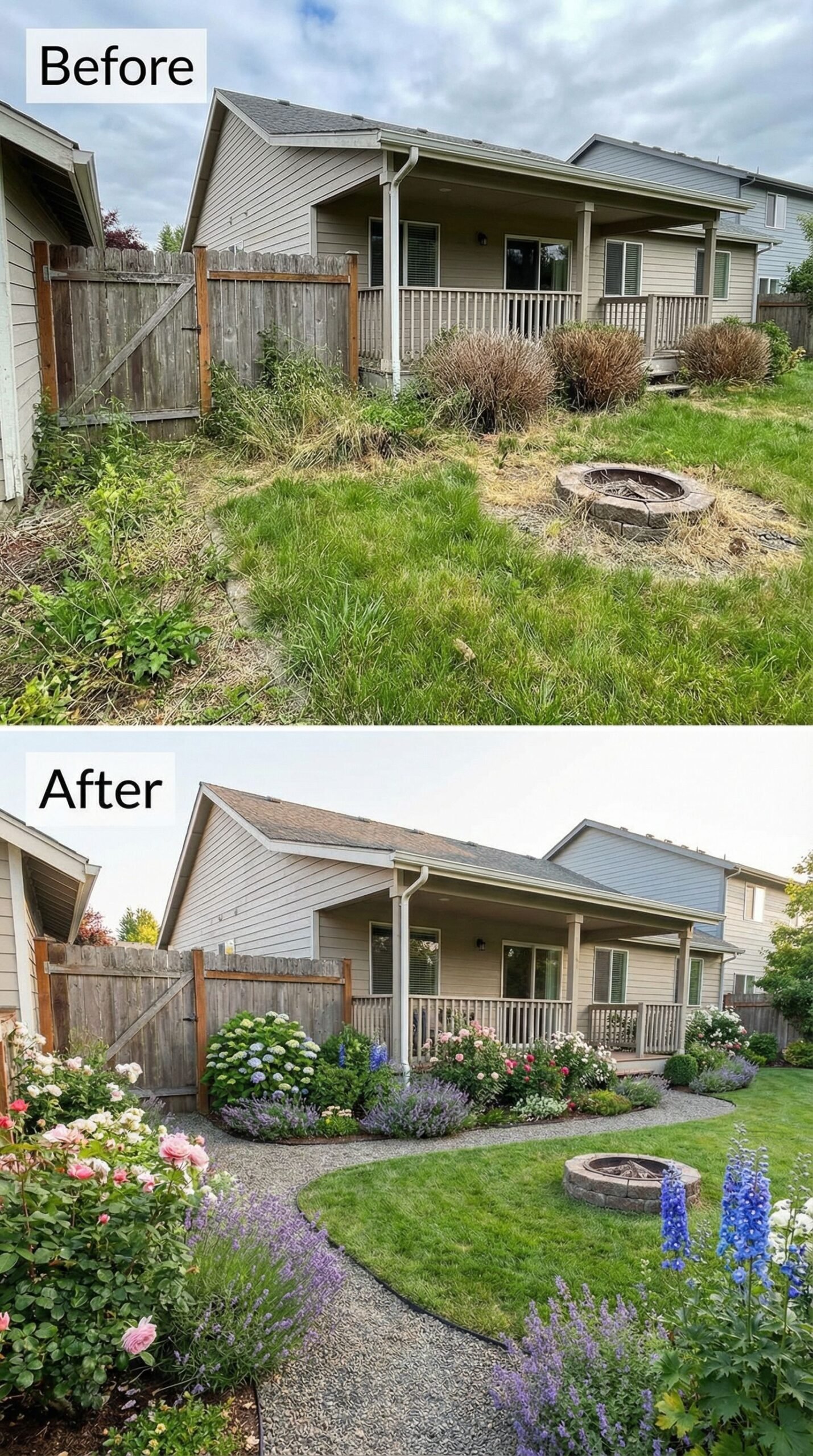 Neglected Side Gate → Beautiful Arbor Entrance with Clematis